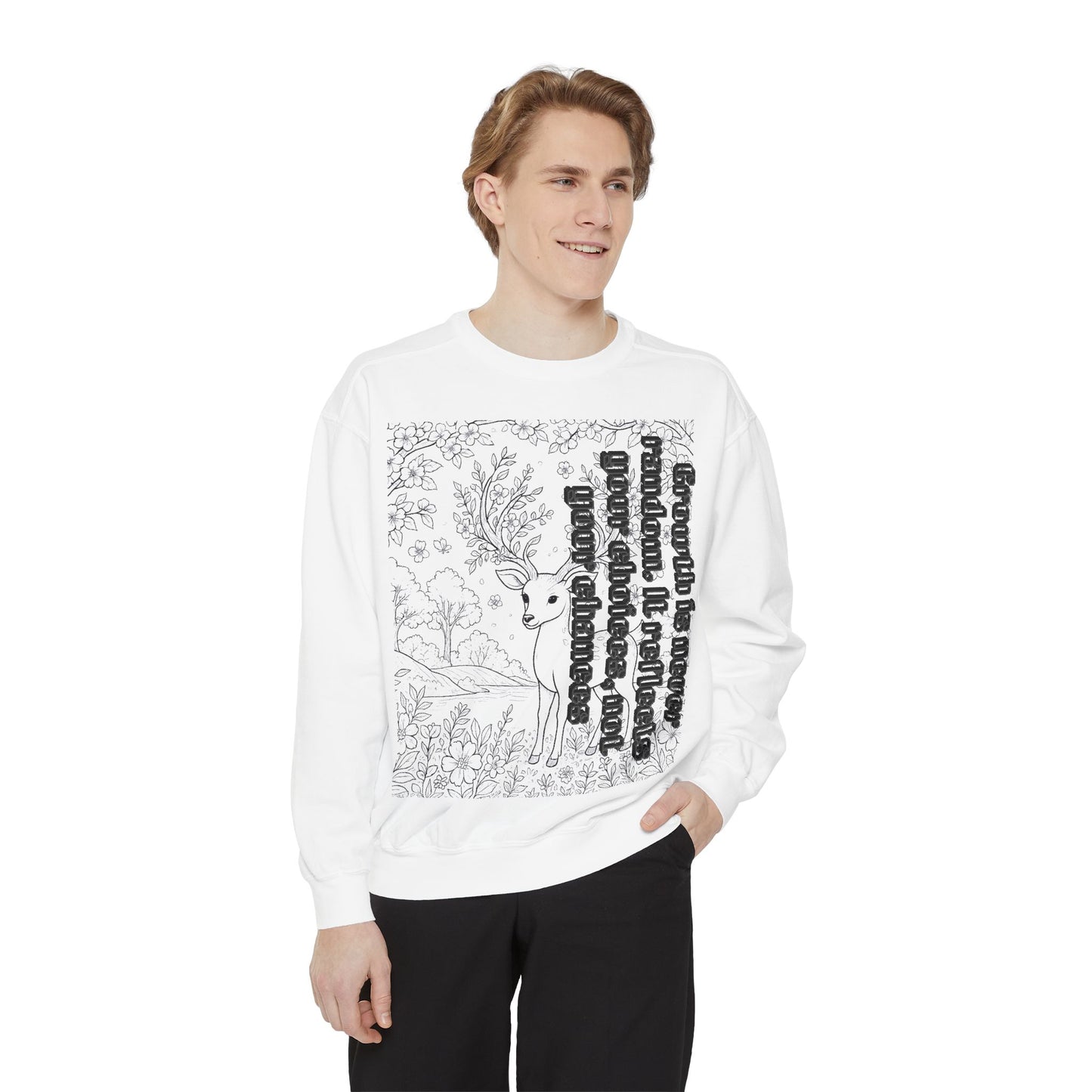 Whimsical Deer Sweatshirt | Cozy Casual Wear, Gift for Nature Lovers, Fall Fashion, Unique Artwork, Unisex Style