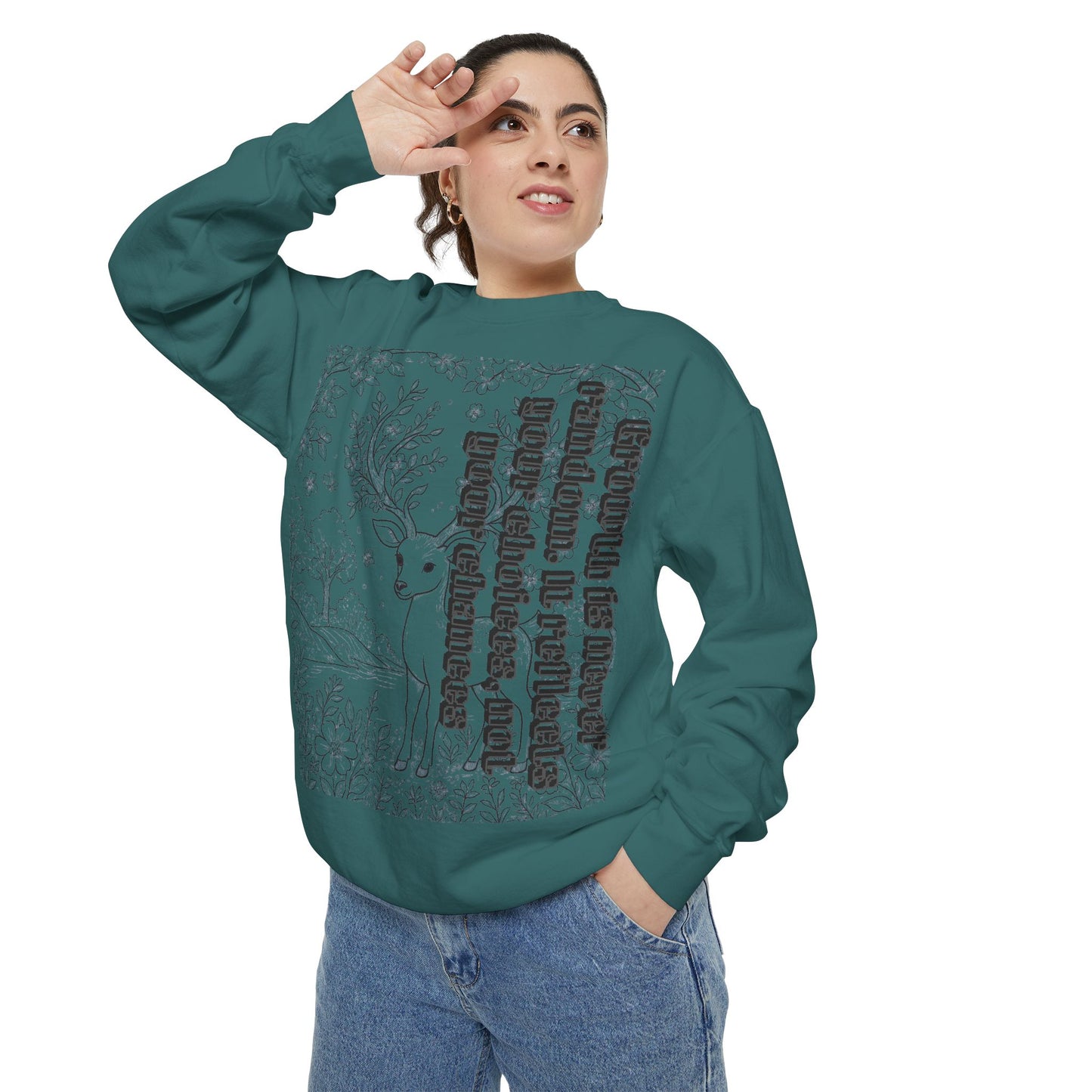 Whimsical Deer Sweatshirt | Cozy Casual Wear, Gift for Nature Lovers, Fall Fashion, Unique Artwork, Unisex Style
