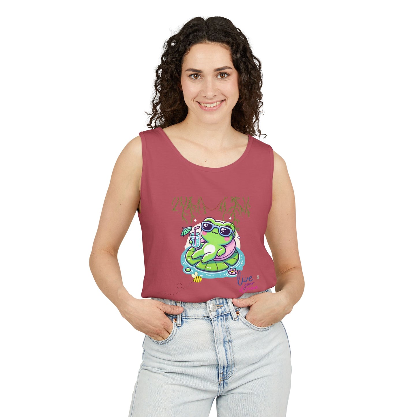 Chill Vibes Frog Tank Top - Summer, Beachwear, Gift for Frog Lovers, Cute Graphic Tee, Unisex Casual Wear