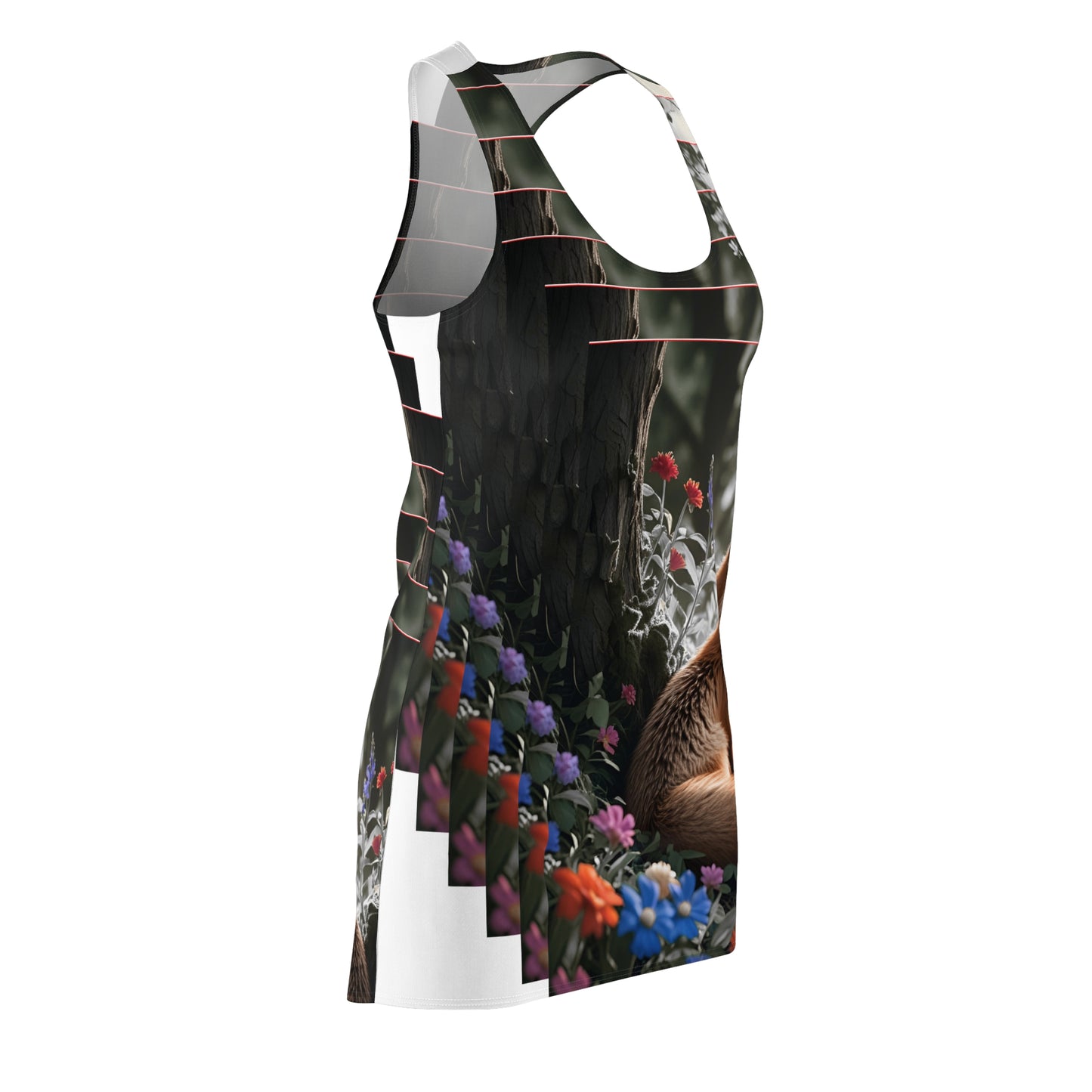 Whimsical Fox Racerback Dress, Nature Lover Outfit, Casual Summer Dress, Garden Party Attire, Unique Gift for Animal Lovers