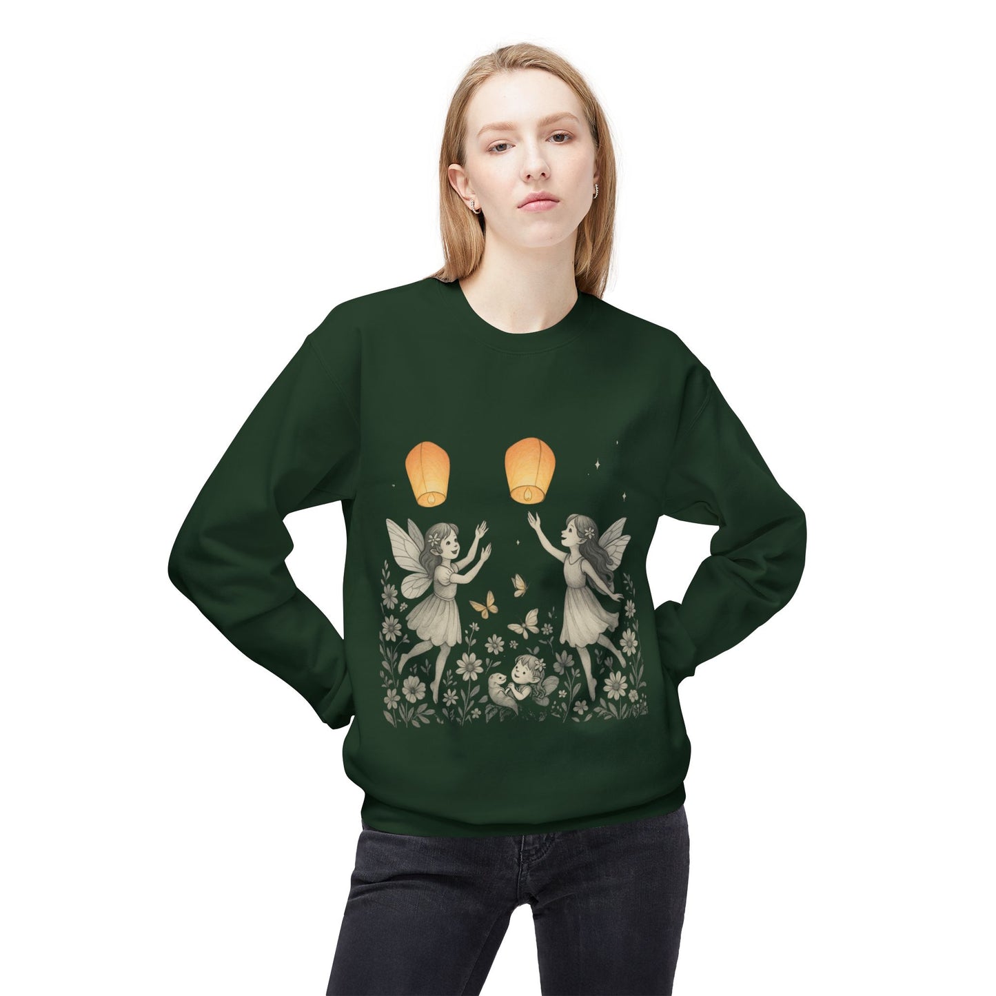 Fairy Dreams Crewneck Sweatshirt, Cozy Fleece Sweatshirt, Unisex Pullover, Fantasy Sweatshirt, Magical Gift, Boho Style
