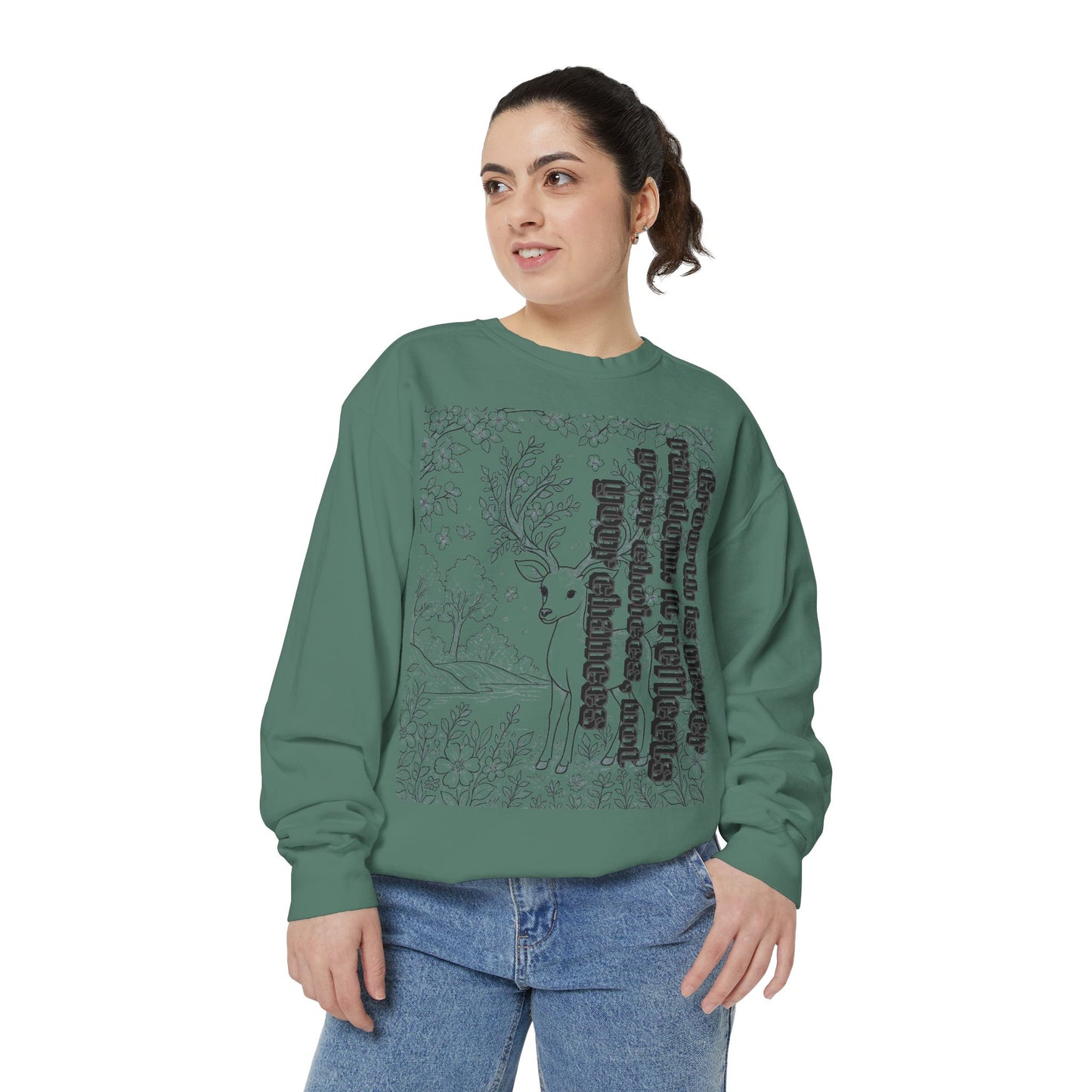 Whimsical Deer Sweatshirt | Cozy Casual Wear, Gift for Nature Lovers, Fall Fashion, Unique Artwork, Unisex Style
