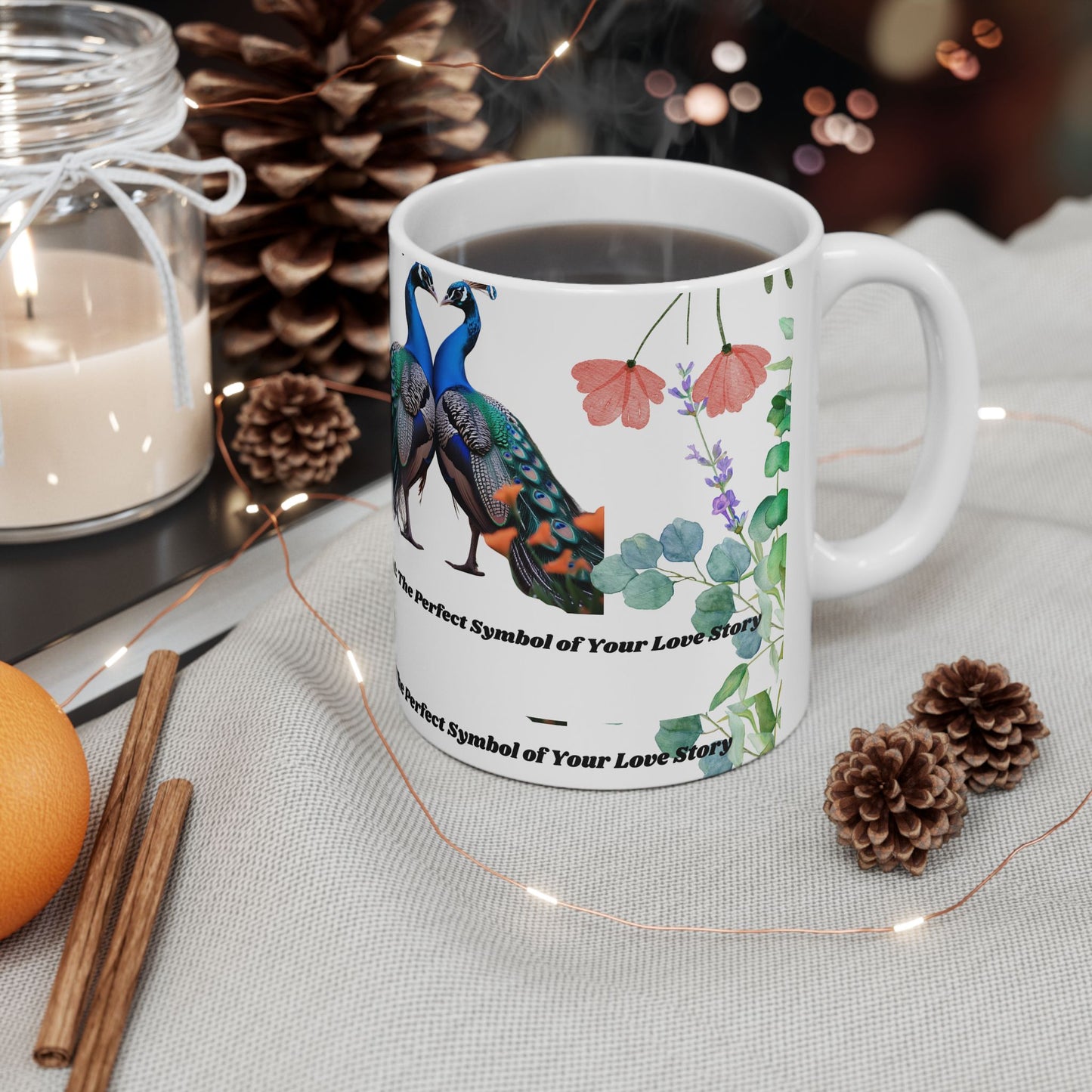 Ceramic Mug with Elegant Peacock Design - Perfect Gift for Nature Lovers, Coffee Lovers, Home Decor, Wedding Gifts, Birthday Gifts