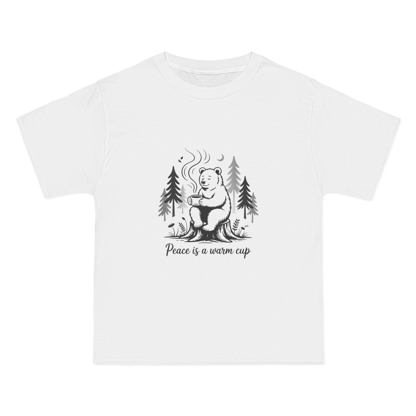 Cozy Bear Short-Sleeve T-Shirt | Peace Is A Warm Cup | Gift for Nature Lovers, Casual Wear, Eco-Friendly Tee