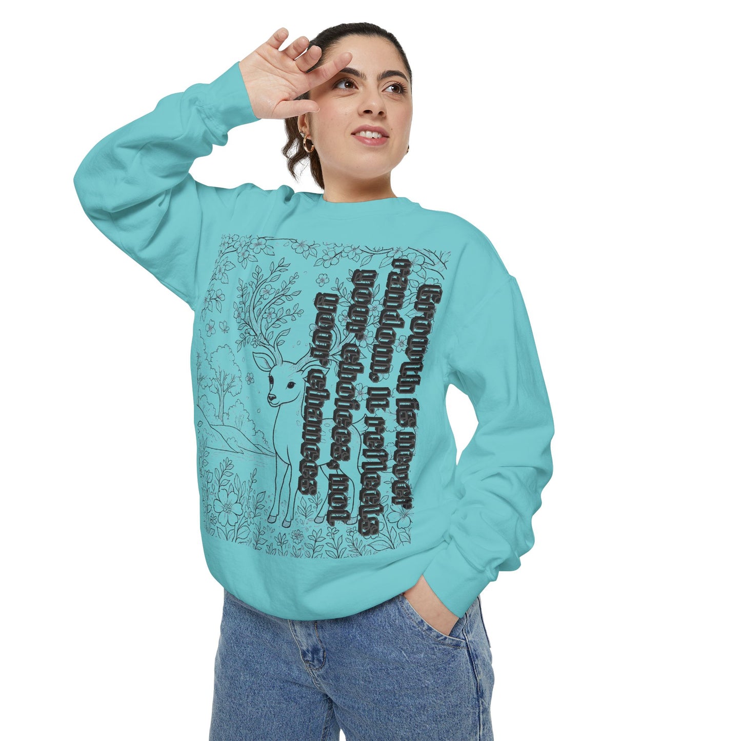 Whimsical Deer Sweatshirt | Cozy Casual Wear, Gift for Nature Lovers, Fall Fashion, Unique Artwork, Unisex Style