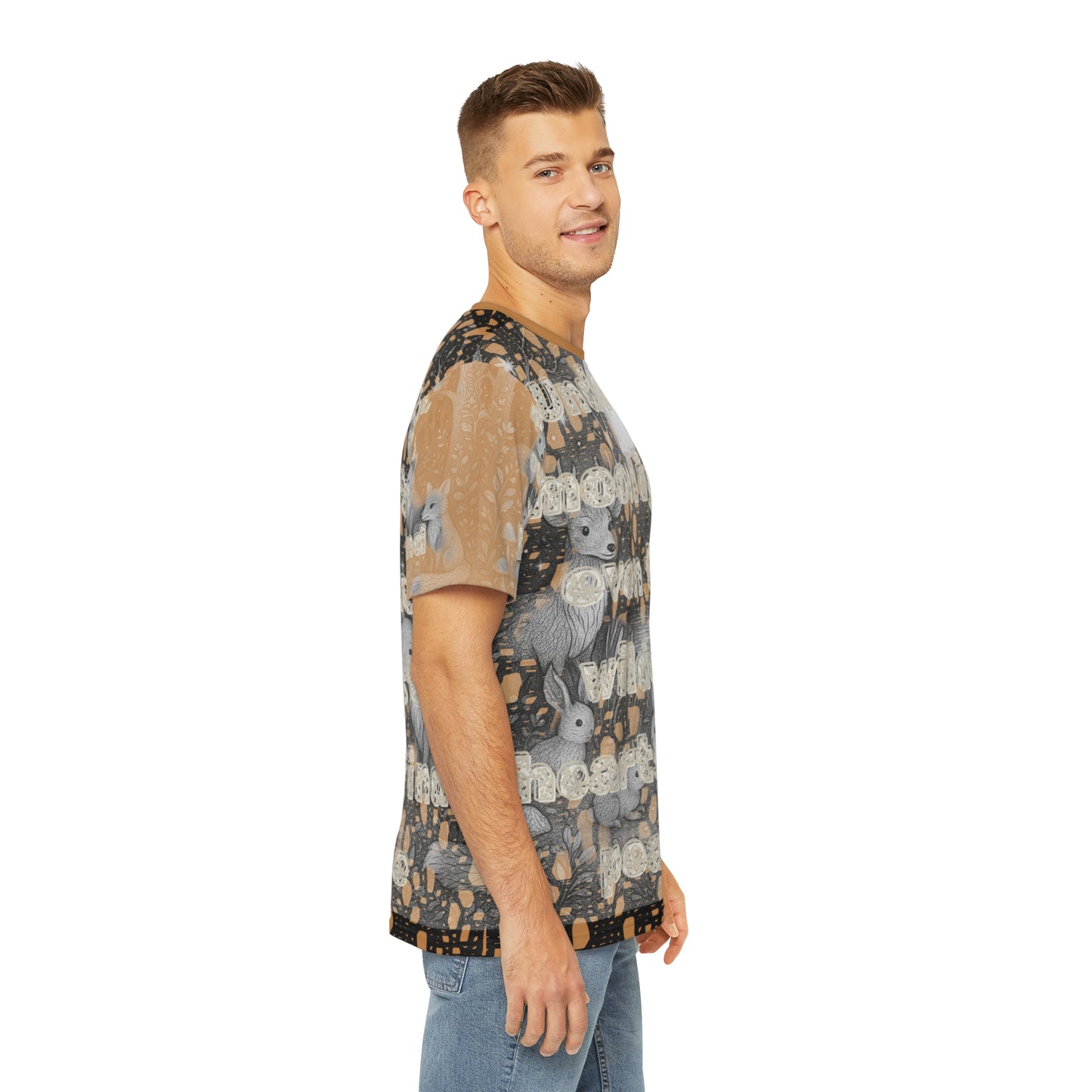 Moonlit Woodland Men's Tee, Nature-Themed Shirt, Peaceful Graphic Tee, Perfect for Outdoor Lovers, Unique Gift for Animal Enthusiasts