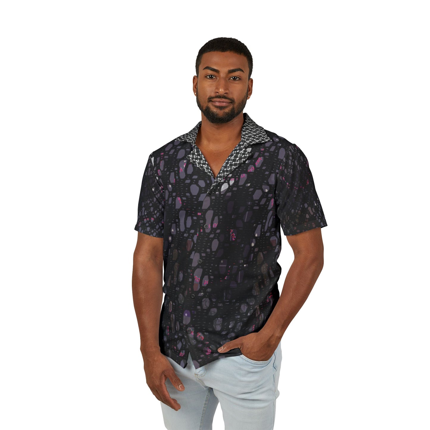 Stylish Men's Hawaiian Camp Shirt, Casual Summer Attire, Beach Parties, Vacations, Festivals, Relaxed Fit, AOP Print