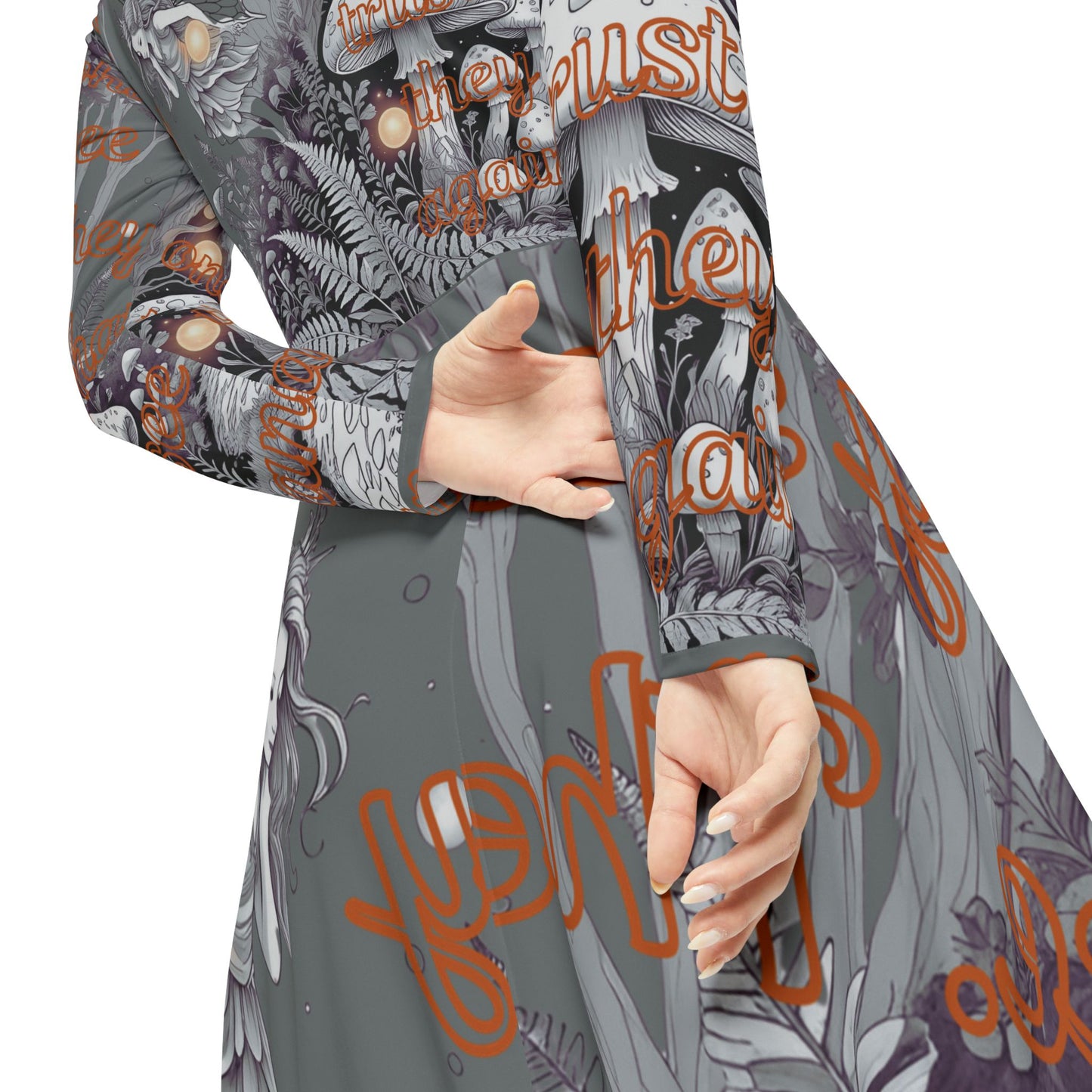 Enchanted Forest Long Sleeve Dance Dress, Mystical Dancewear, Fairy Tale Party Outfit, Boho Dress, Gift for Dancers, Magical Themed Dress