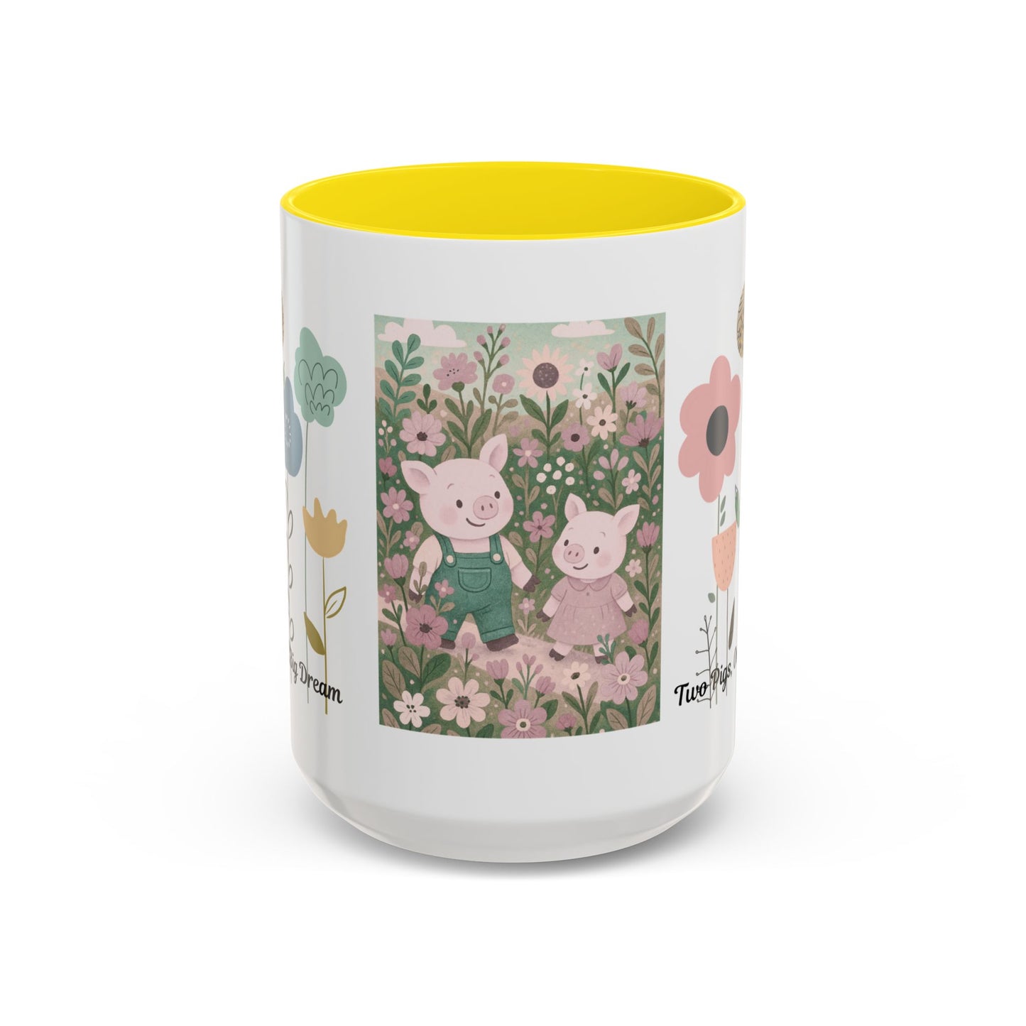 Charming Piggy Coffee Mug, Cute Animal Tea Cup, Floral Design Drinkware, Gift for Animal Lovers, Kitchen Decor, Unique Birthday Gift
