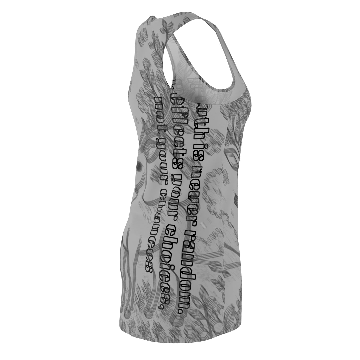 Nature-Inspired Motivational Dress, AOP Racerback Dress, Casual Summer Dress, Gift for Nature Lovers, Inspirational Dress