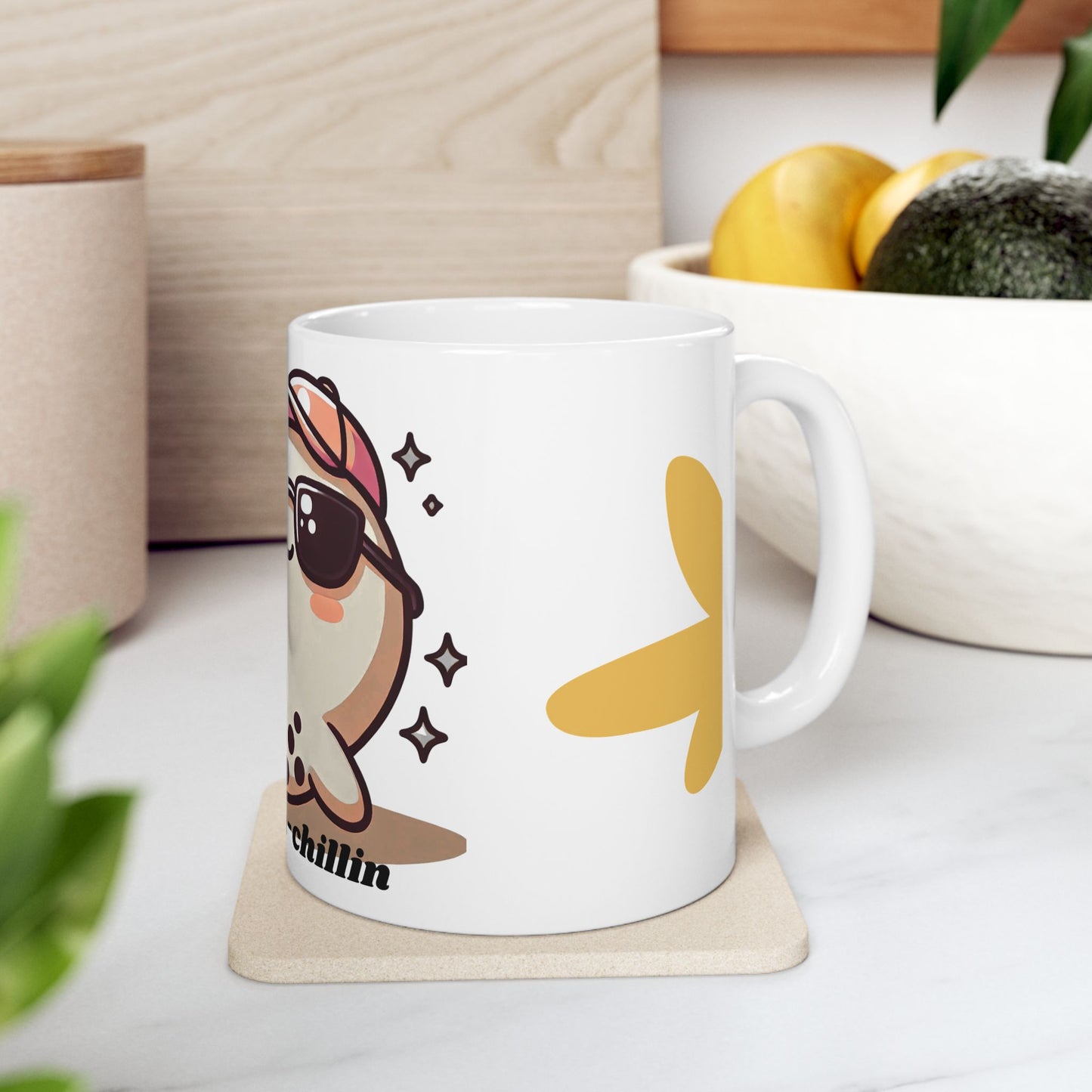 Cute Cha-Cha-Chillin Ceramic Mug, Funny Coffee Cup, Bubble Tea Lover Gift, Kawaii Drinkware, Quirky Mug