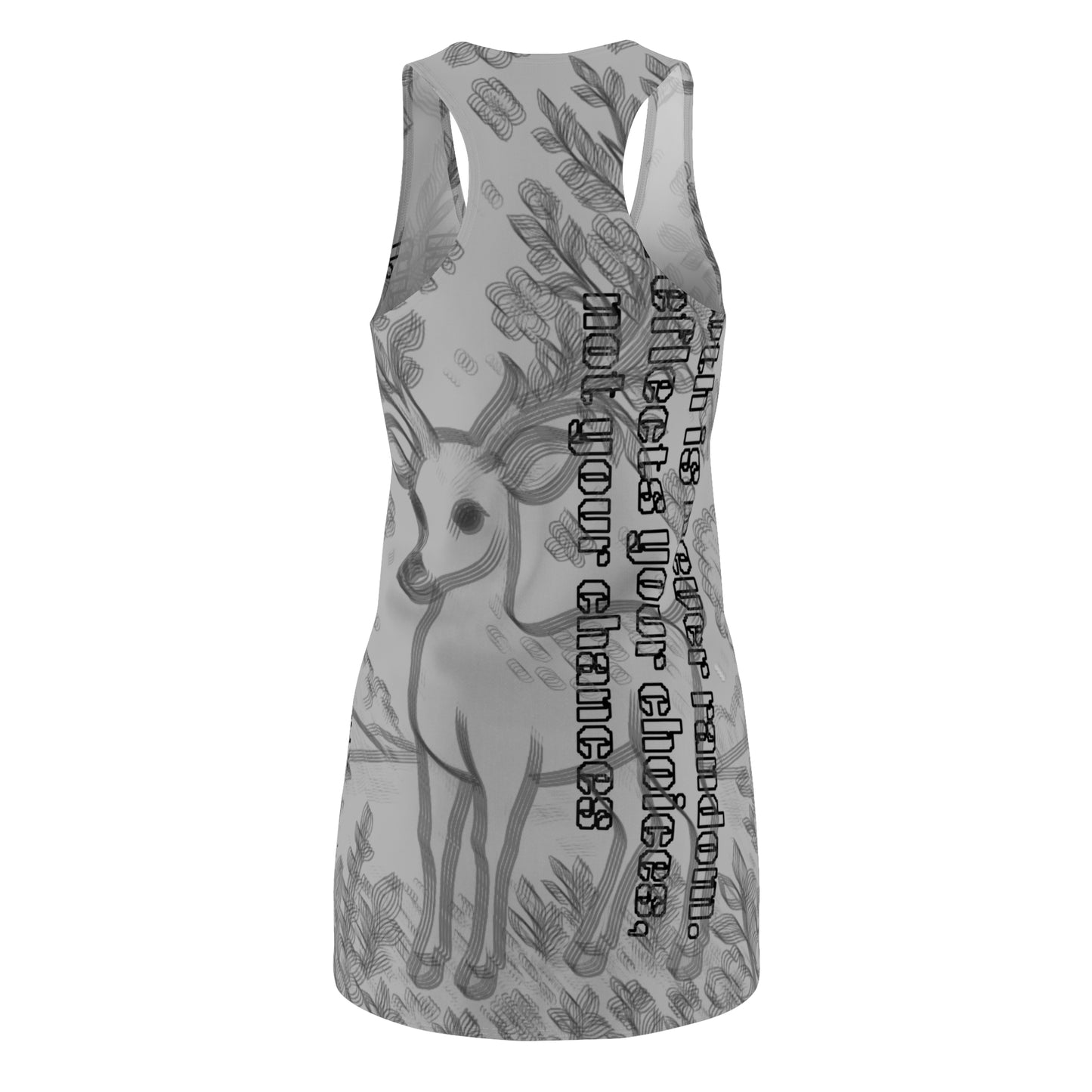 Nature-Inspired Motivational Dress, AOP Racerback Dress, Casual Summer Dress, Gift for Nature Lovers, Inspirational Dress