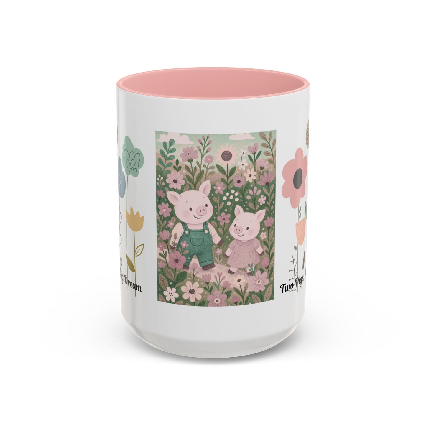 Charming Piggy Coffee Mug, Cute Animal Tea Cup, Floral Design Drinkware, Gift for Animal Lovers, Kitchen Decor, Unique Birthday Gift