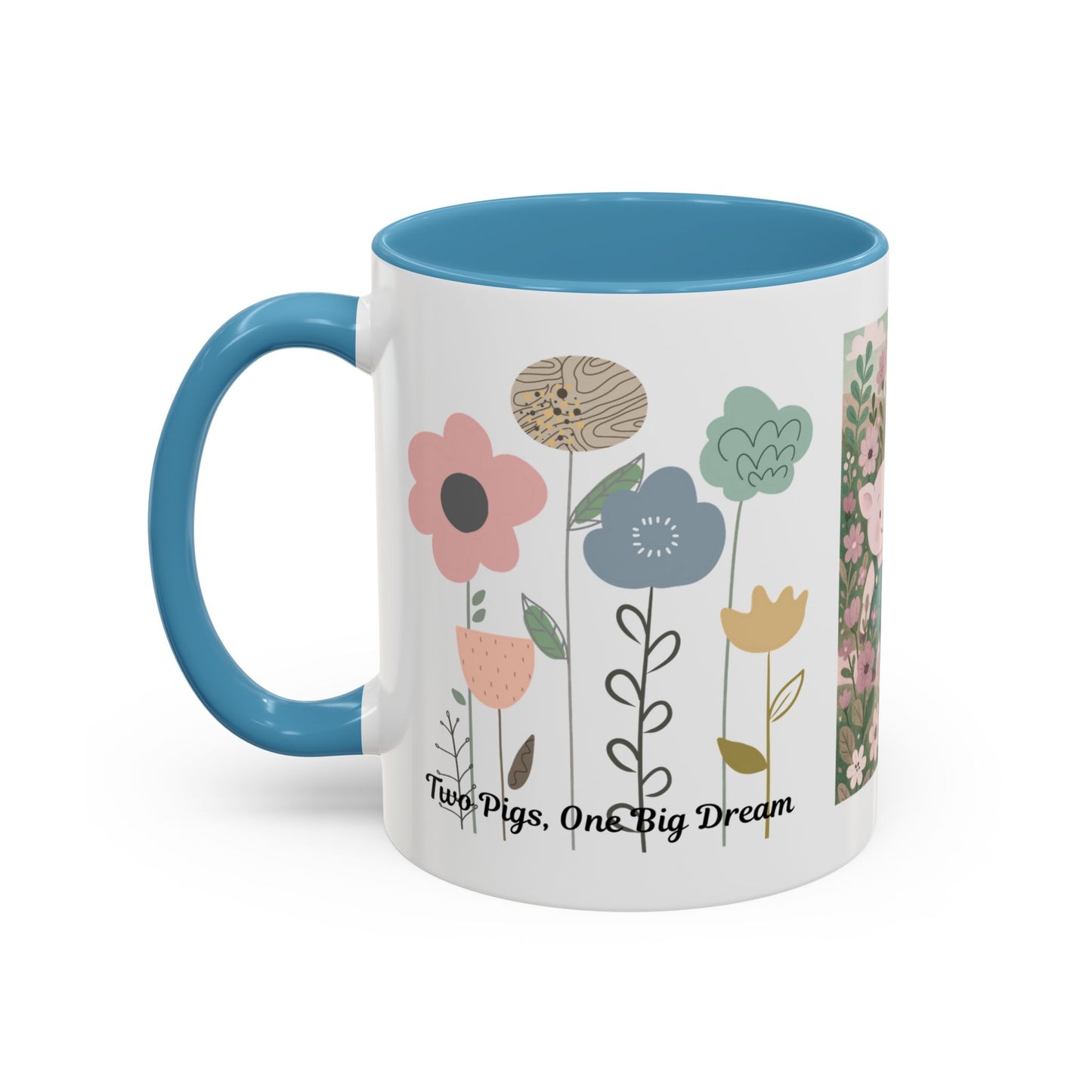 Charming Piggy Coffee Mug, Cute Animal Tea Cup, Floral Design Drinkware, Gift for Animal Lovers, Kitchen Decor, Unique Birthday Gift
