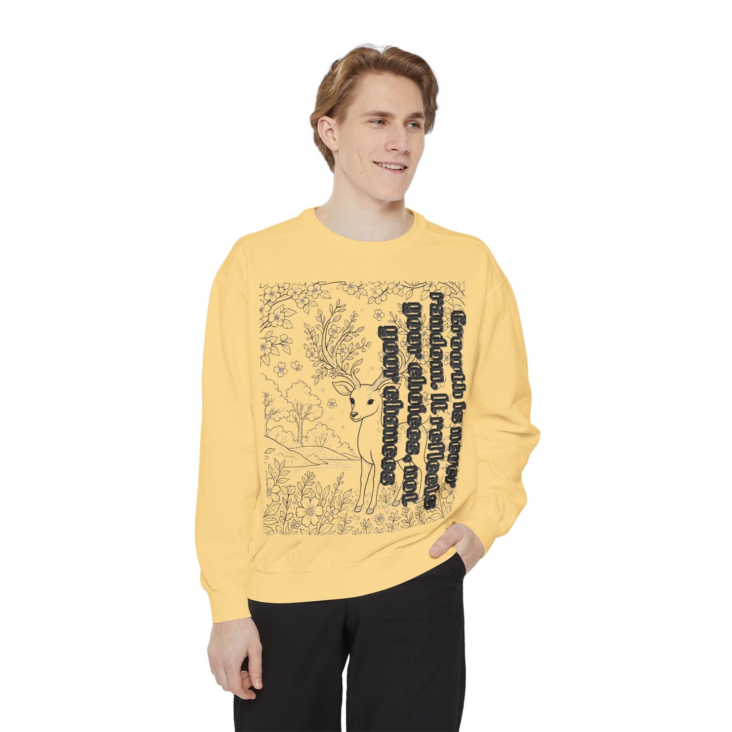 Whimsical Deer Sweatshirt | Cozy Casual Wear, Gift for Nature Lovers, Fall Fashion, Unique Artwork, Unisex Style