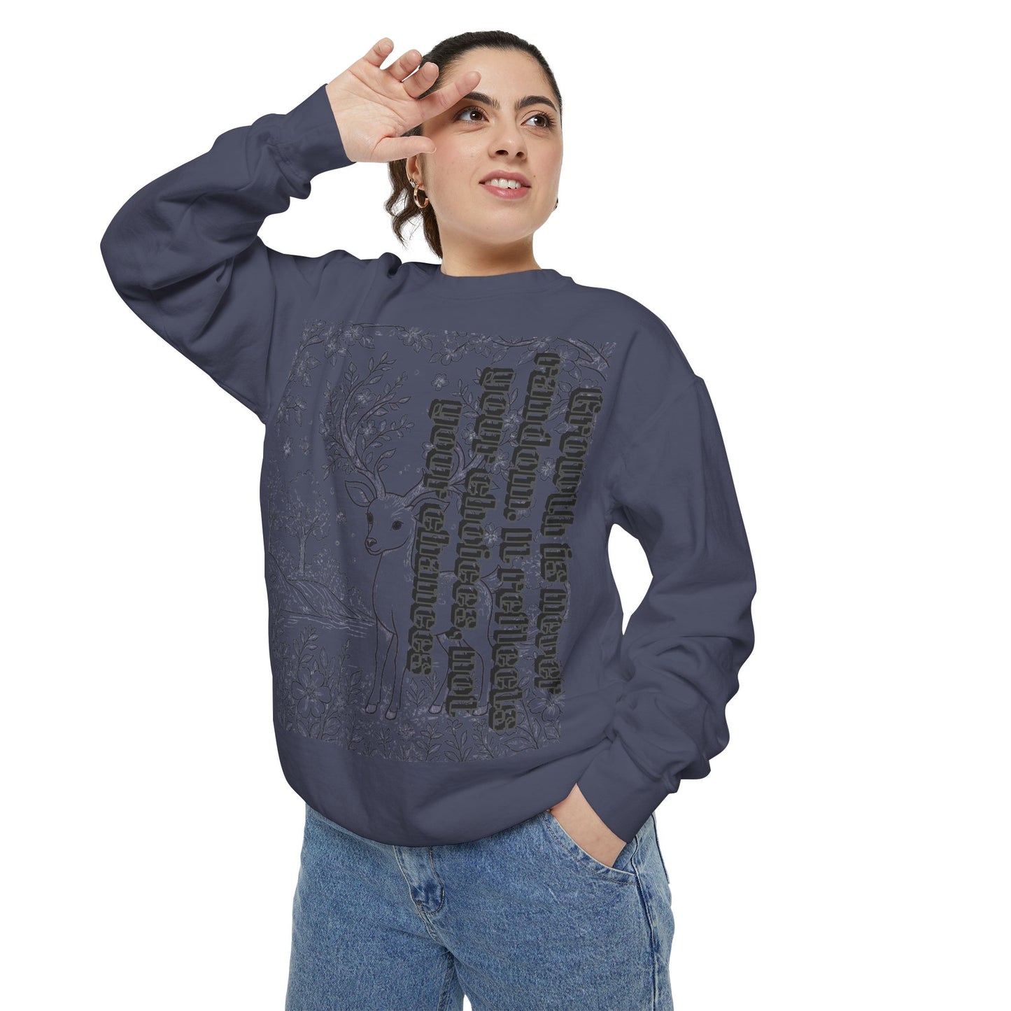 Whimsical Deer Sweatshirt | Cozy Casual Wear, Gift for Nature Lovers, Fall Fashion, Unique Artwork, Unisex Style