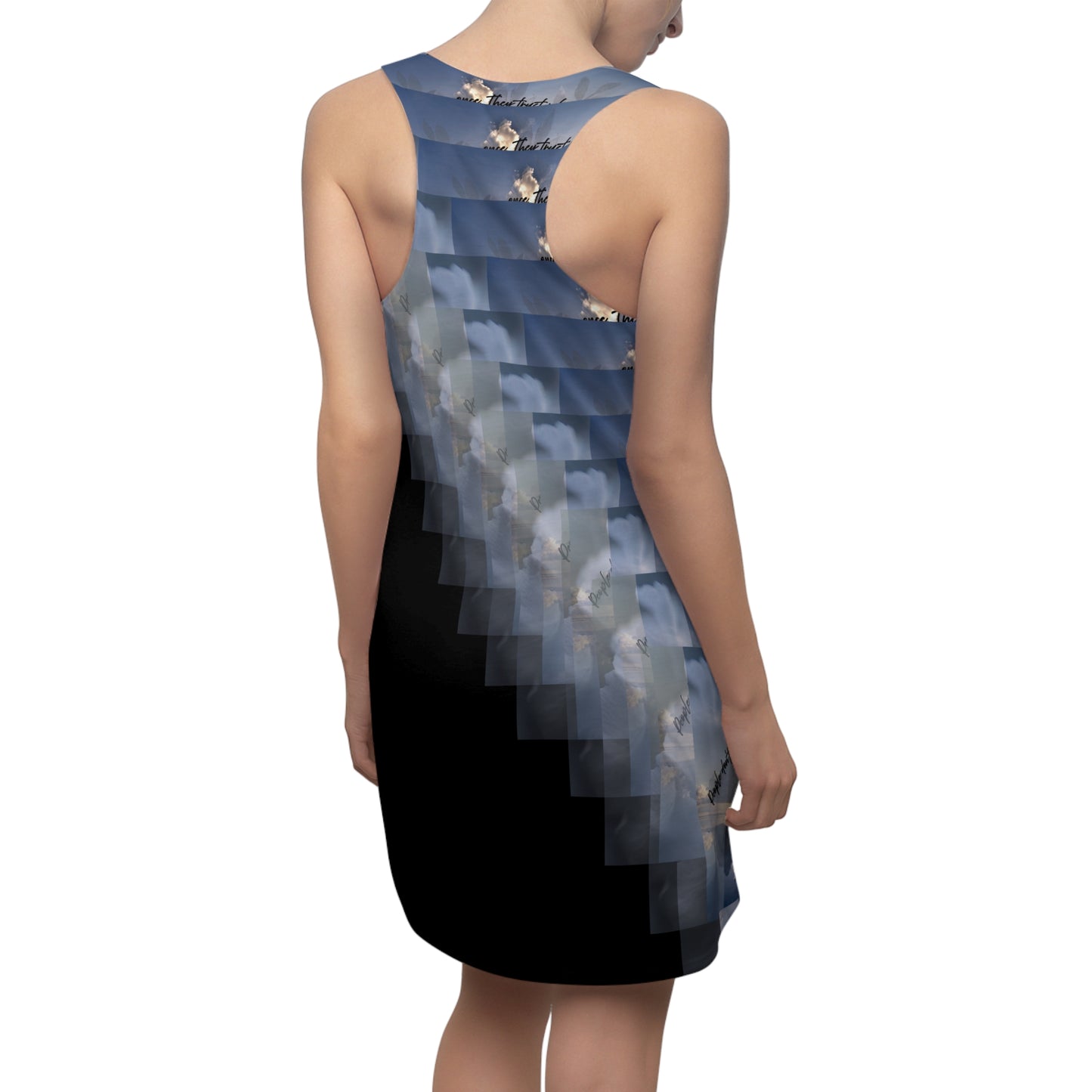 Cloudy Sky Pattern Racerback Dress, Casual Summer Dress, Beach Wear, Vacation Outfit, Boho Fashion, Nature Inspired Dress