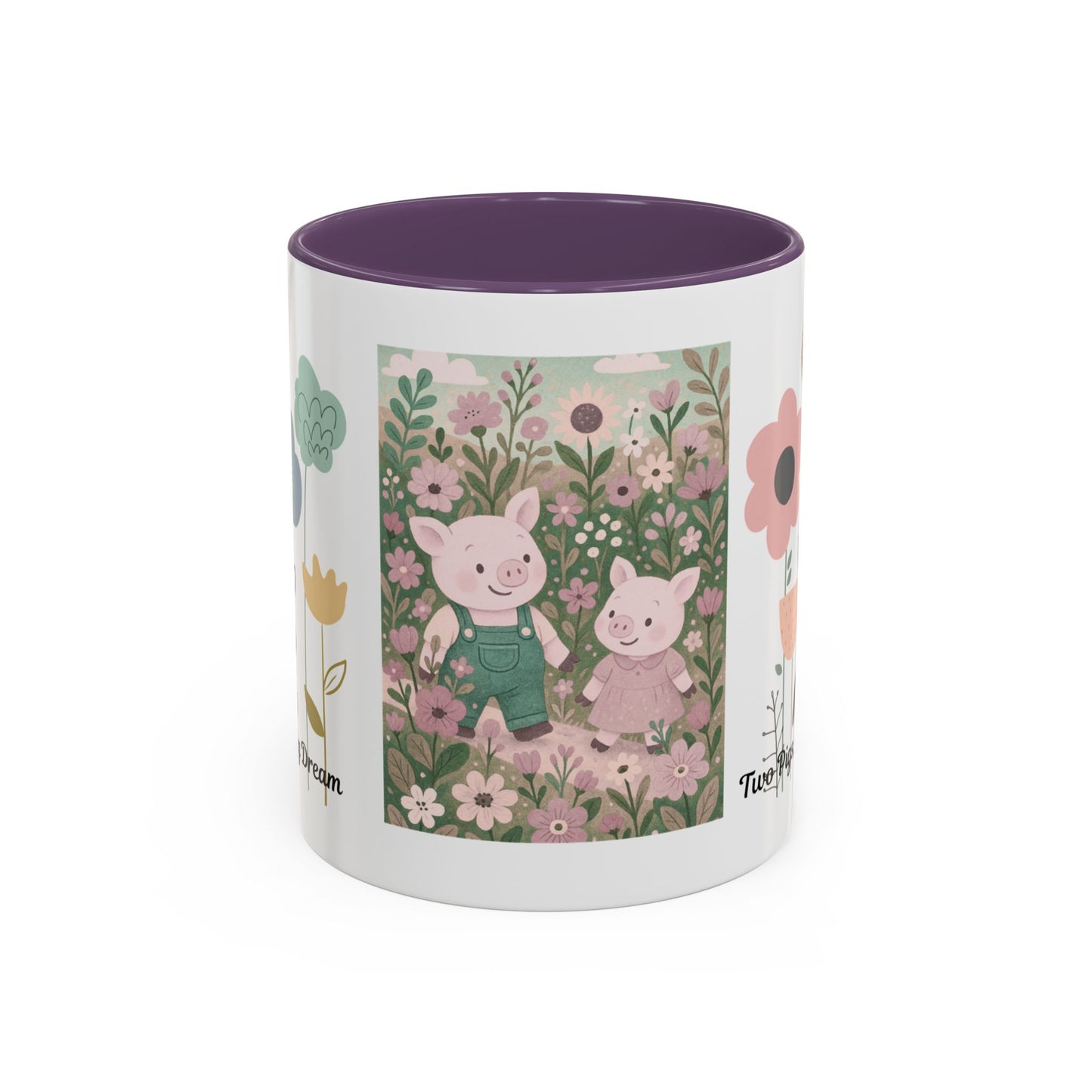 Charming Piggy Coffee Mug, Cute Animal Tea Cup, Floral Design Drinkware, Gift for Animal Lovers, Kitchen Decor, Unique Birthday Gift