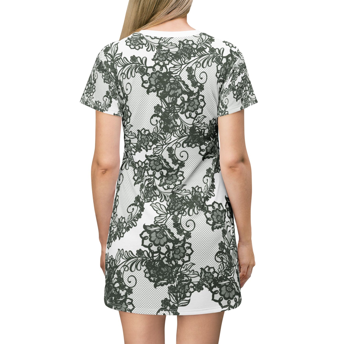 Green Floral T-Shirt Dress, Bohemian Style Dress, Casual Wear, Summer Fashion, Gift for Her, Vacation Outfit