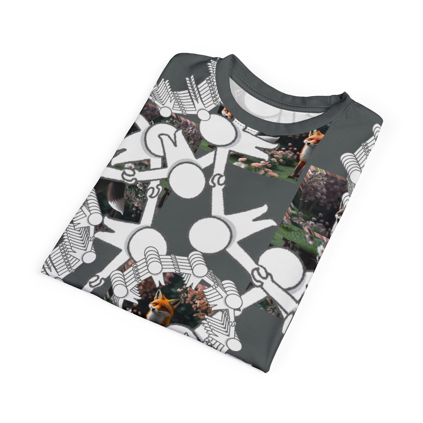 Whimsical Fox Pattern Tee, Unisex Graphic Shirt for Nature Lovers, Fun Gift for Birthdays, Casual Summer Wear, Eco-Friendly Style