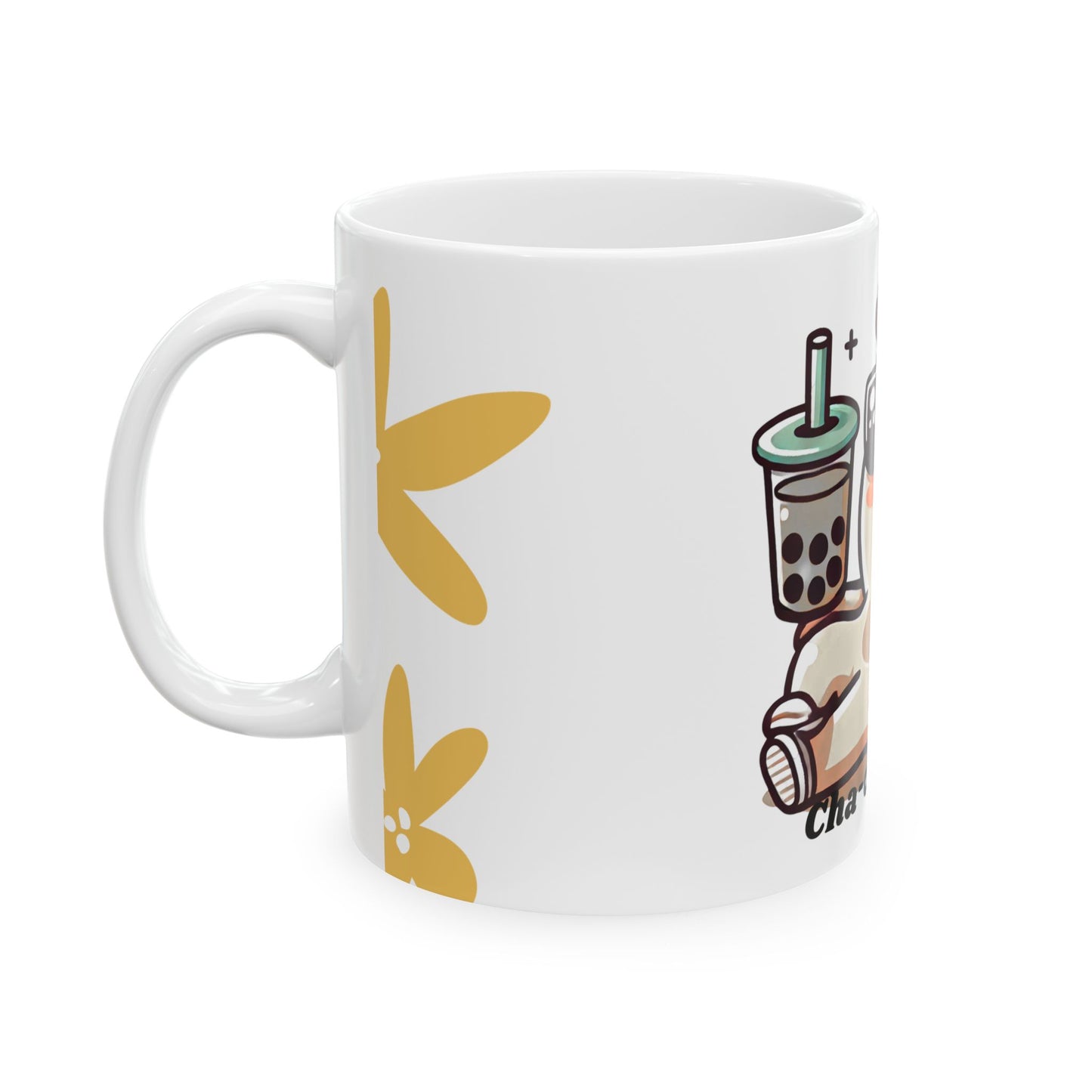 Cute Cha-Cha-Chillin Ceramic Mug, Funny Coffee Cup, Bubble Tea Lover Gift, Kawaii Drinkware, Quirky Mug
