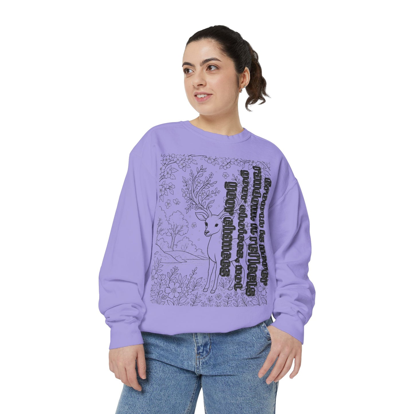 Whimsical Deer Sweatshirt | Cozy Casual Wear, Gift for Nature Lovers, Fall Fashion, Unique Artwork, Unisex Style