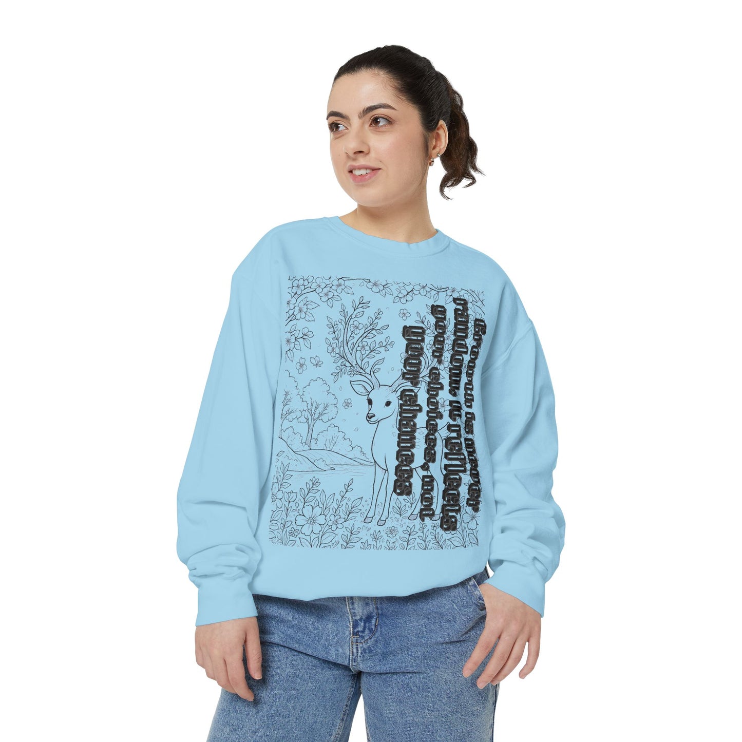 Whimsical Deer Sweatshirt | Cozy Casual Wear, Gift for Nature Lovers, Fall Fashion, Unique Artwork, Unisex Style