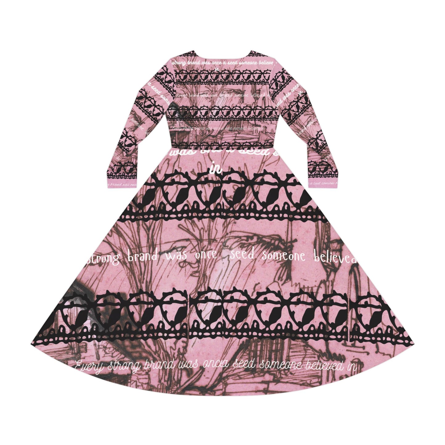 Elegant Women's Long Sleeve Dance Dress with Inspirational Prints, Bohemian Dress, Dance Costume, Party Outfit, Unique Gifts for Her
