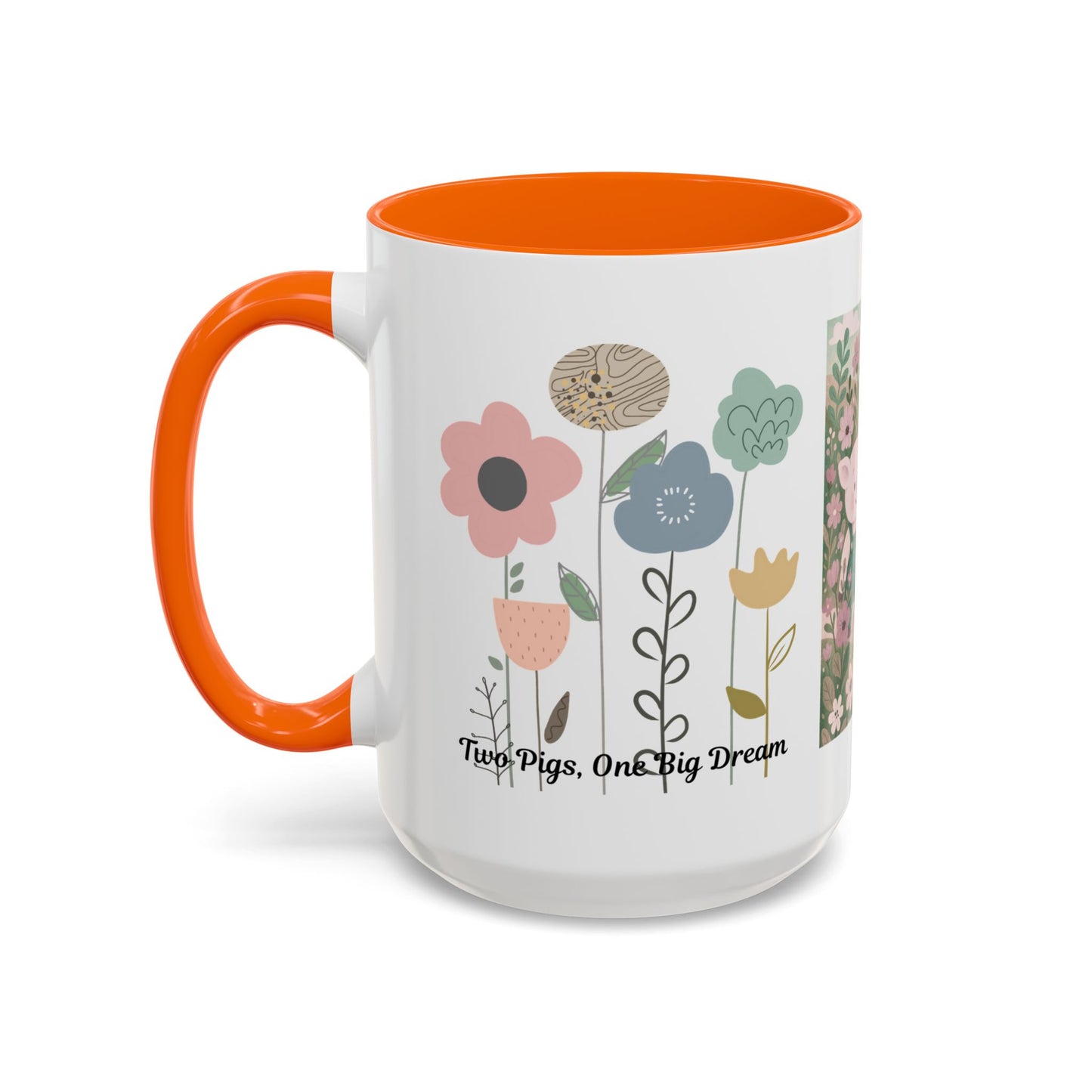 Charming Piggy Coffee Mug, Cute Animal Tea Cup, Floral Design Drinkware, Gift for Animal Lovers, Kitchen Decor, Unique Birthday Gift