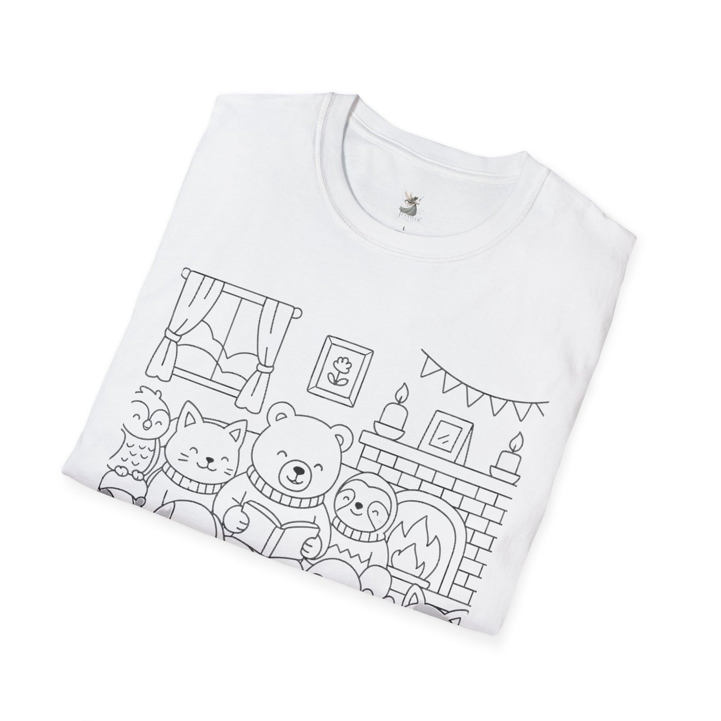 Cute Cartoon Animal T-Shirt, Perfect Gift for Kids, Unisex Softstyle Tee, Coloring Shirt, Fun Pajama Shirt, Casual Wear
