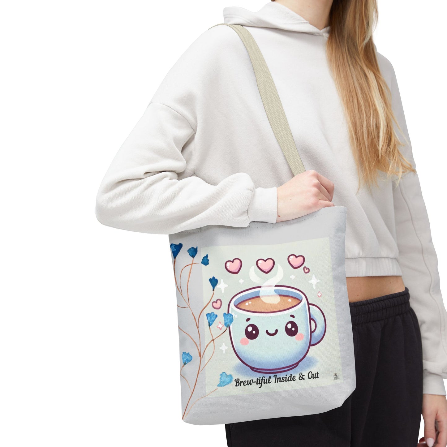 Cute Coffee Tote Bag, AOP Coffee Lover's Gift, Eco-Friendly Shopping Bag, Adorable Canvas Tote for Everyday Use, Heartfelt Design