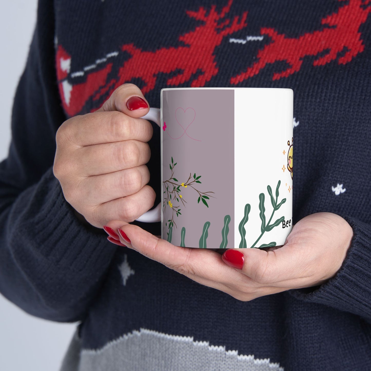 Whimsical Bee-Themed Ceramic Mug - Perfect for Tea Lovers, Gifts for Her, Inspirational Coffee Cup, Nature Lovers' Gift, Floral Drinkware