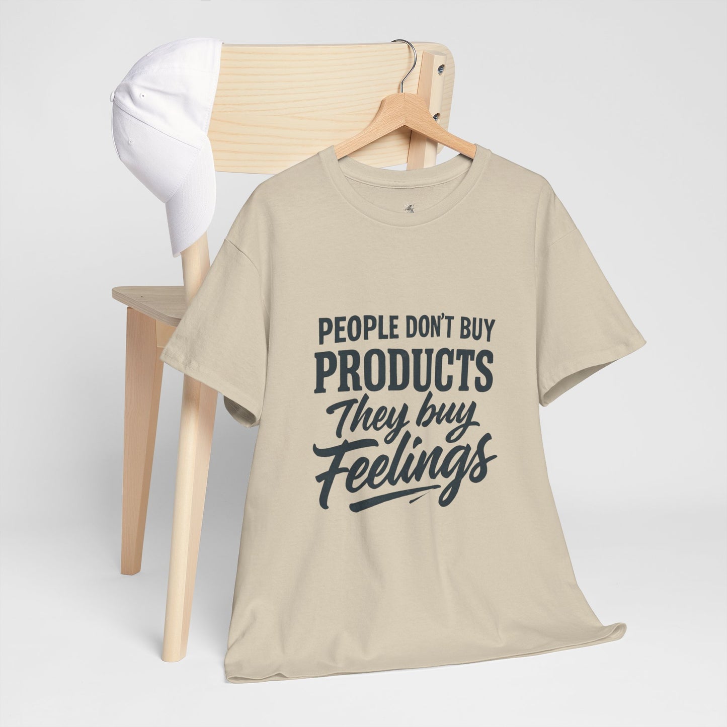 Unisex Heavy Cotton Tee: 'People Don't Buy Products, They Buy Feelings' - Casual Fashion, Gift Idea, Everyday Wear, Comfortable Style, [...]