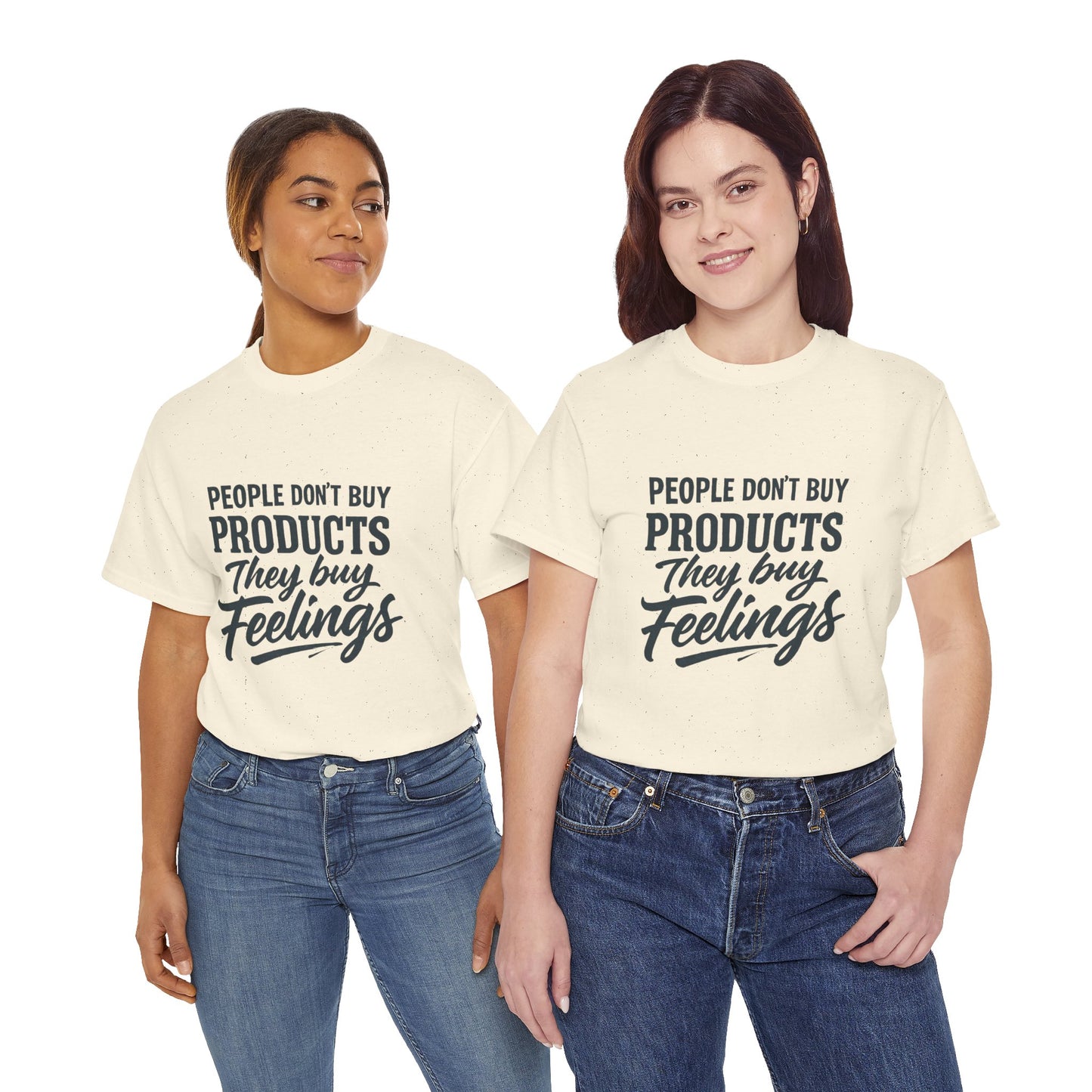 Unisex Heavy Cotton Tee: 'People Don't Buy Products, They Buy Feelings' - Casual Fashion, Gift Idea, Everyday Wear, Comfortable Style, [...]