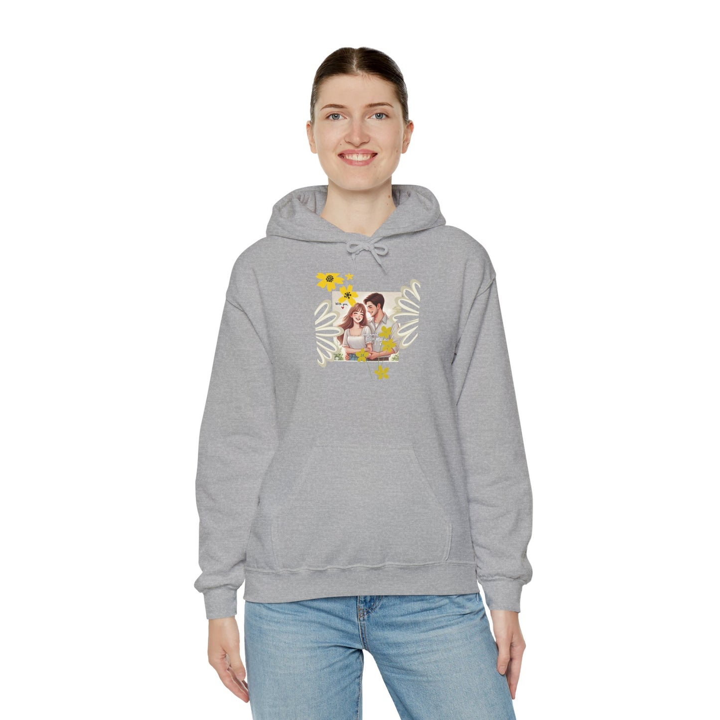 Romantic Couple Hooded Sweatshirt, Cozy Sweatshirts, Couple Gift, Valentine's Day Hoodie, Unisex Hooded Sweatshirt, Floral Hoodies