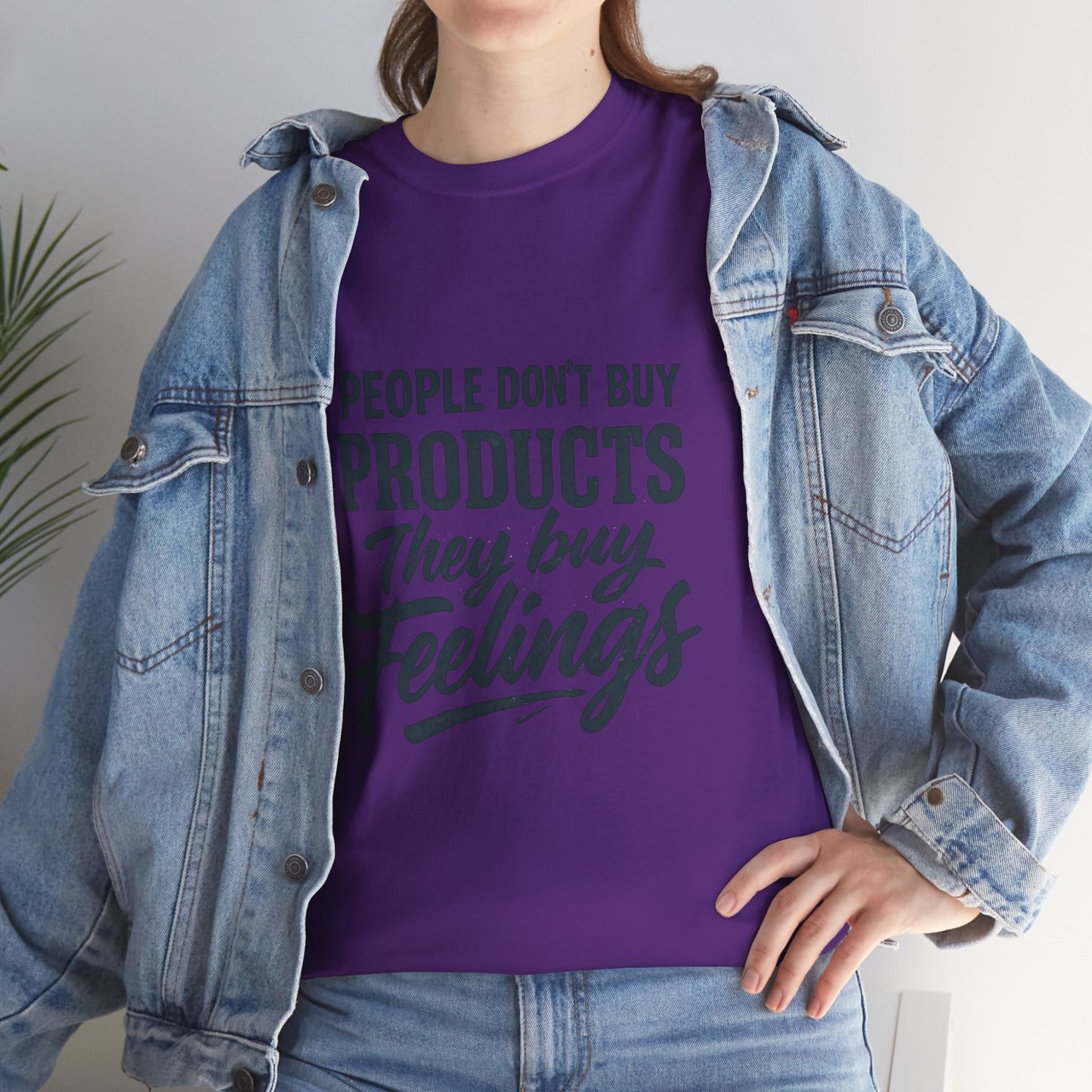 Unisex Heavy Cotton Tee: 'People Don't Buy Products, They Buy Feelings' - Casual Fashion, Gift Idea, Everyday Wear, Comfortable Style, [...]