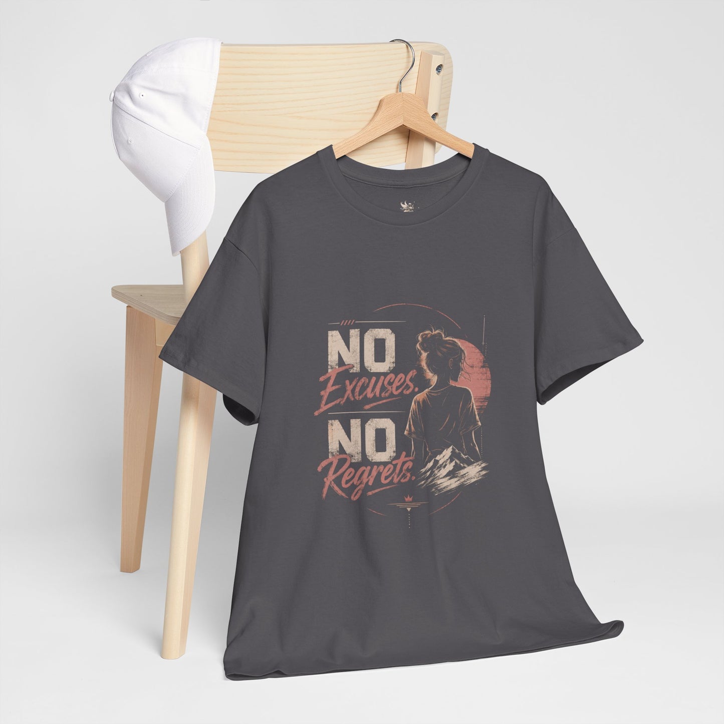 No Excuses No Regrets Tee | Motivational Graphic T-Shirt | Silhouette Design