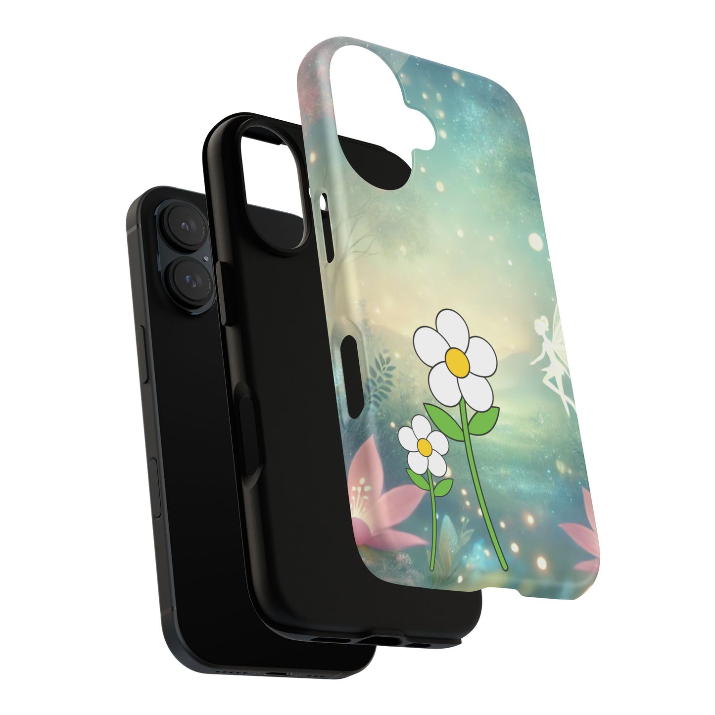 Flower Fairy Phone Case, Tough Phone Cover, Floral Design, Fairy Aesthetic, Gift for Her, Spring Decor, Cute Case for Friends