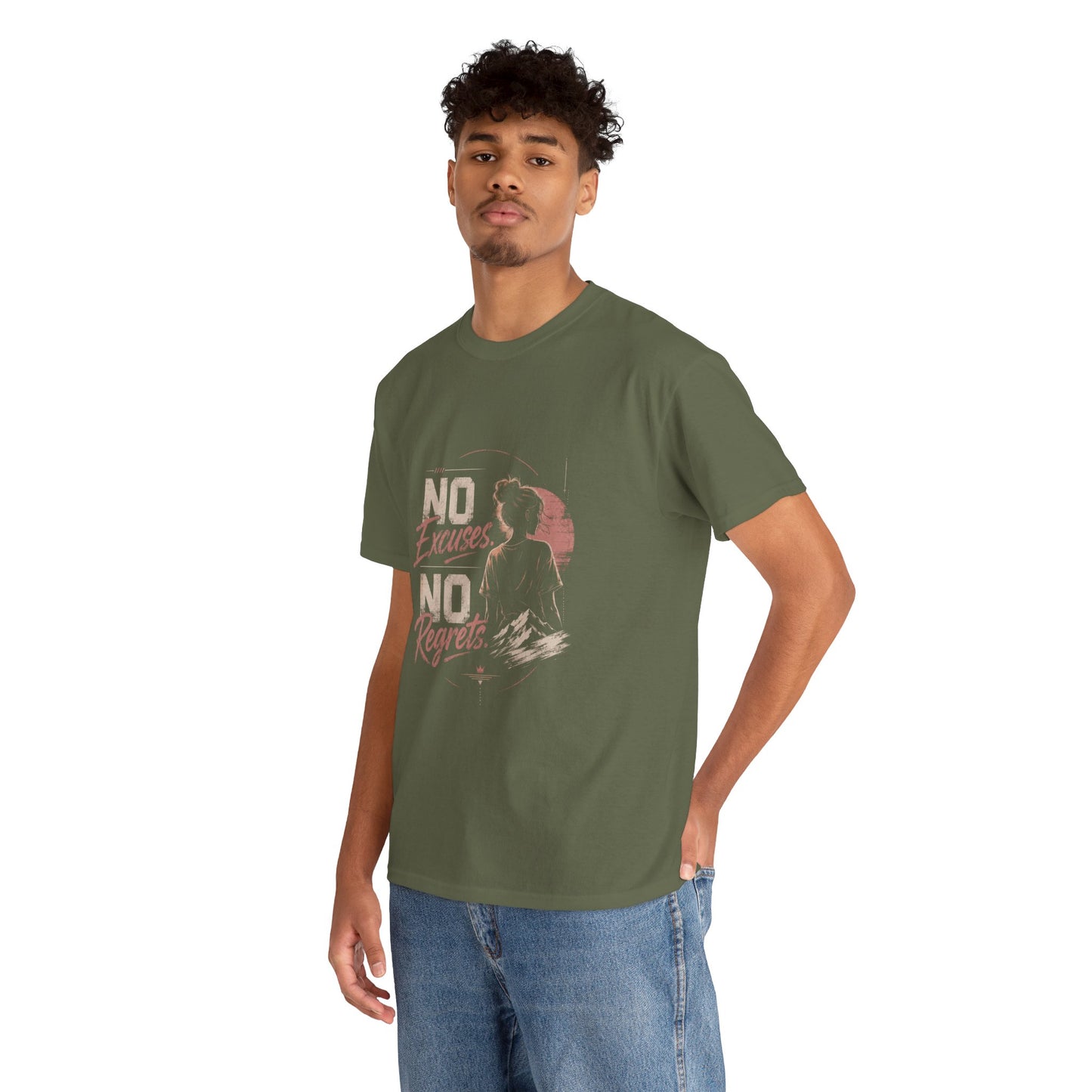 No Excuses No Regrets Tee | Motivational Graphic T-Shirt | Silhouette Design