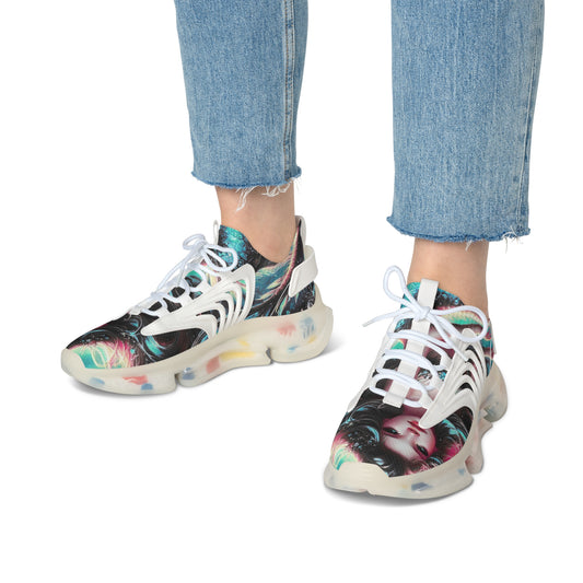 Vibrant Women's Mesh Sneakers, Stylish Athletic Shoes, Trendy Workout Footwear, Unique Fashion Sneakers, Colorful Sports Shoes