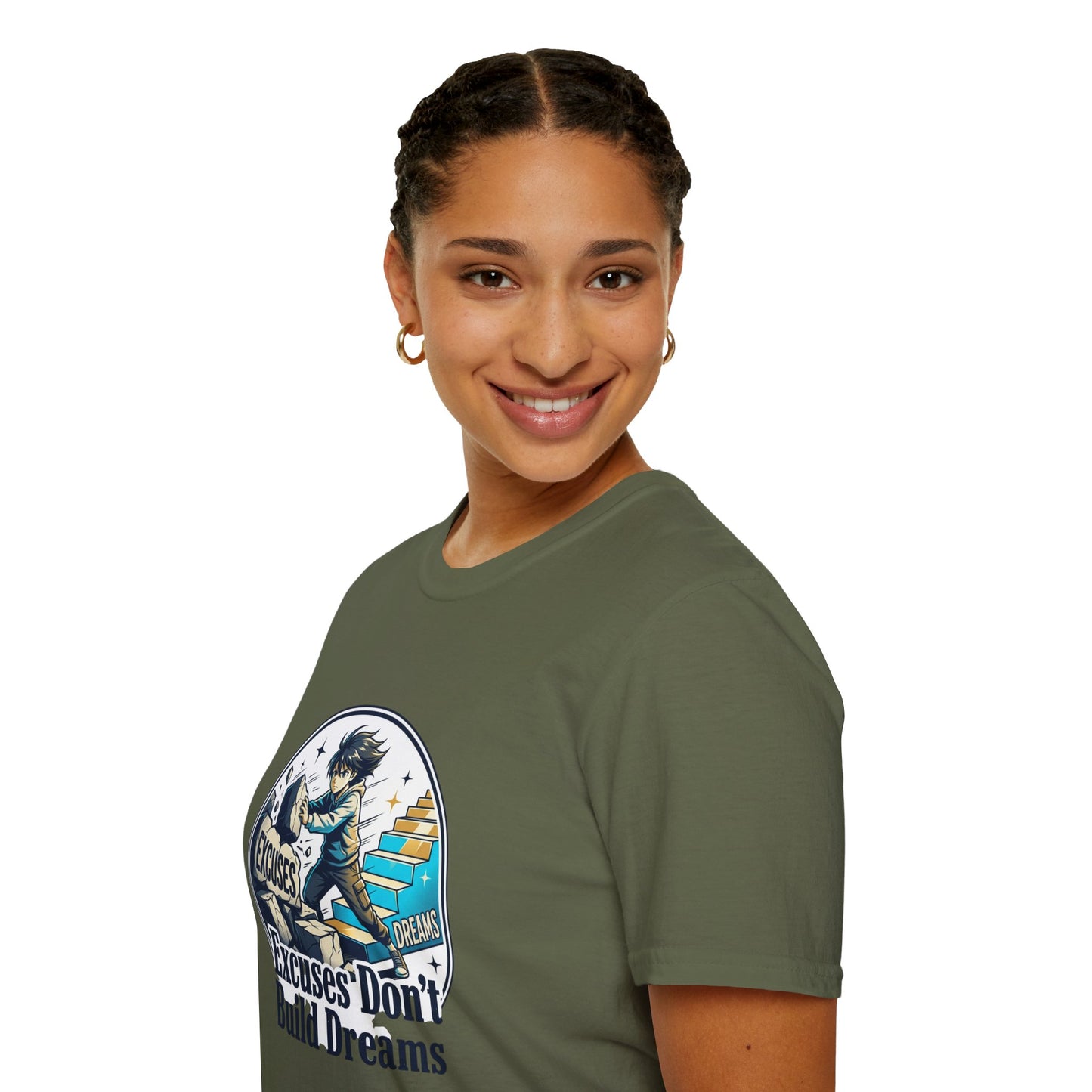 Excuses Don't Build Dreams T-Shirt — Motivational Skateboard Graphic Tee