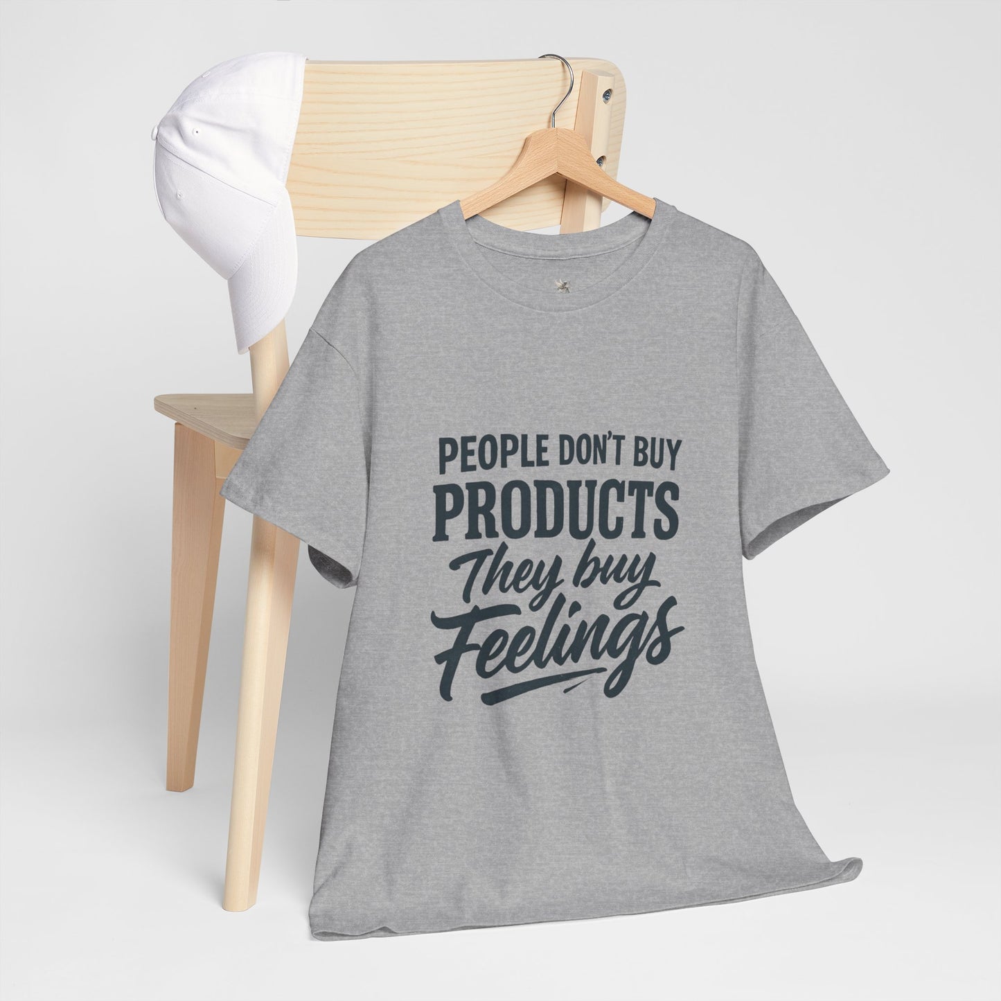 Unisex Heavy Cotton Tee: 'People Don't Buy Products, They Buy Feelings' - Casual Fashion, Gift Idea, Everyday Wear, Comfortable Style, [...]