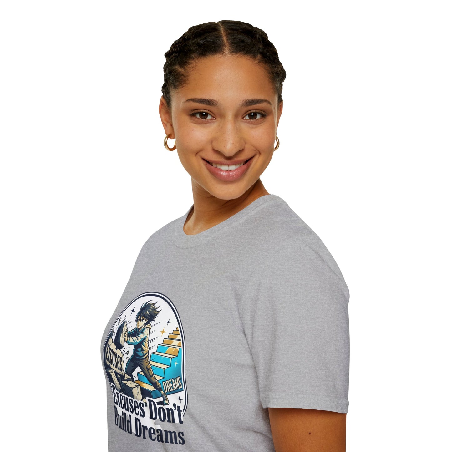Excuses Don't Build Dreams T-Shirt — Motivational Skateboard Graphic Tee