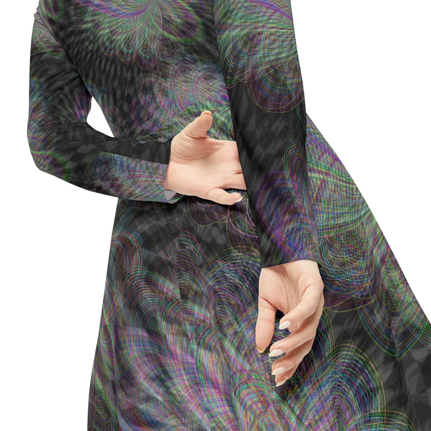 Chic Psychedelic Women's Long Sleeve Dance Dress, Perfect for Parties, Festivals, Special Occasions, Dance Events, Boho Style