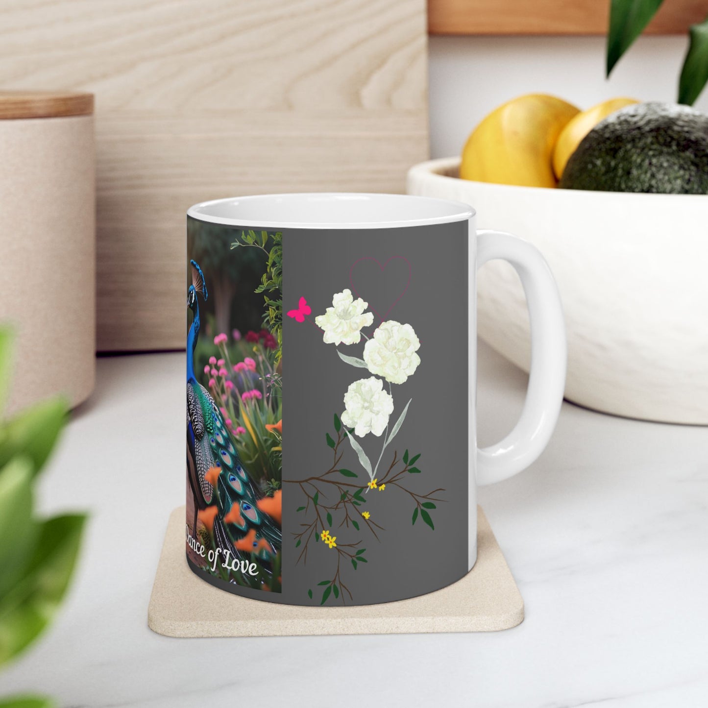 Peacock Pair Love Ceramic Mug - Dance of Love, Gift for Nature Lovers, Cute Couples Mug, Unique Home Decor, Animal Lover Gift