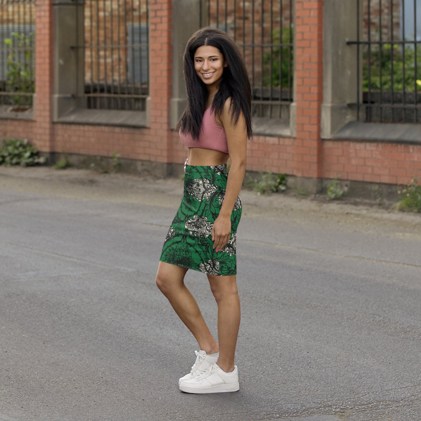 Stylish Womens Fashion Elegant Floral Mid-Waist Skirt