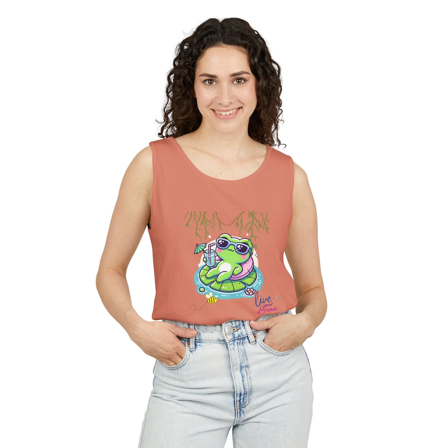 Chill Vibes Frog Tank Top - Summer, Beachwear, Gift for Frog Lovers, Cute Graphic Tee, Unisex Casual Wear