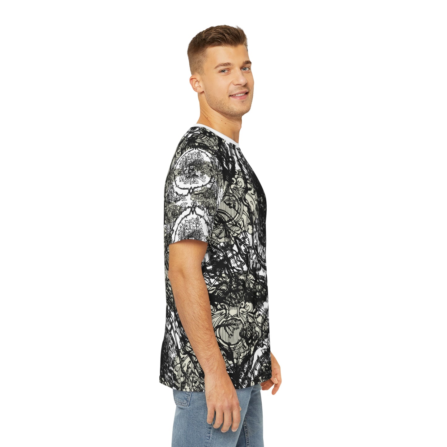 Men's Abstract Landscape Tee, Unisex Graphic Shirt, Casual Wear, Street Style, Nature Lover Gift, Festival Outfit