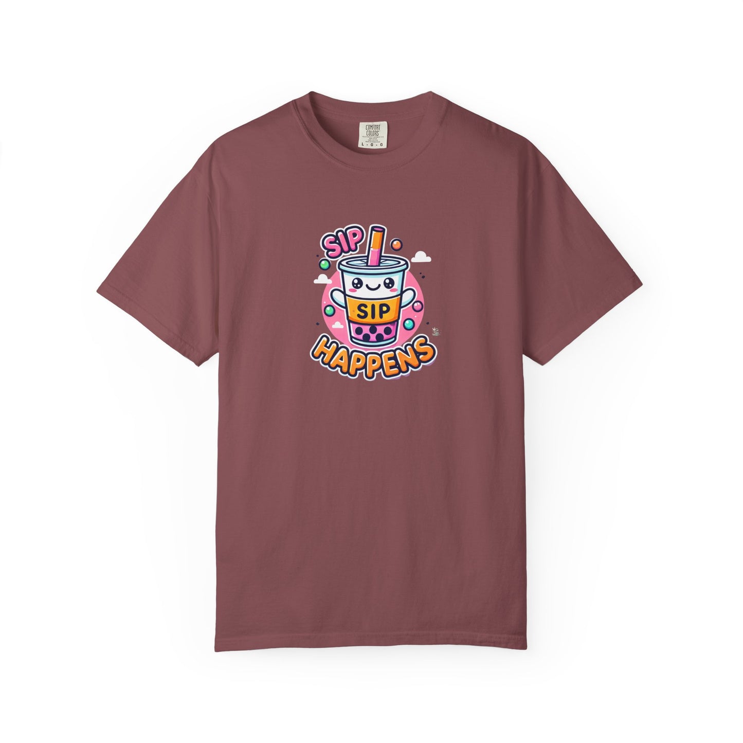 Kawaii Sip Happens T-Shirt, Cute Graphic Tee for Bubble Tea Lovers, Fun Casual Wear, Gift for Boba Tea Fans, Quirky Everyday Style