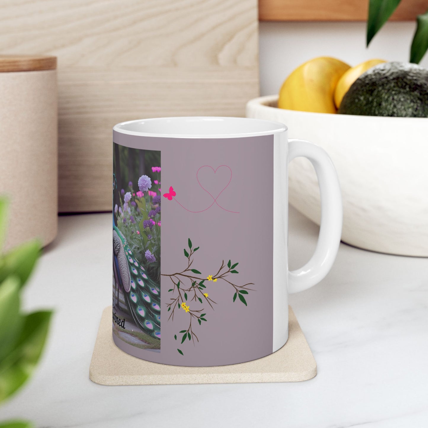 Peacock Love Ceramic Mug - Forever Entwined, Gift for Couples, Wedding, Anniversary, Home Decor, Nature Lovers
